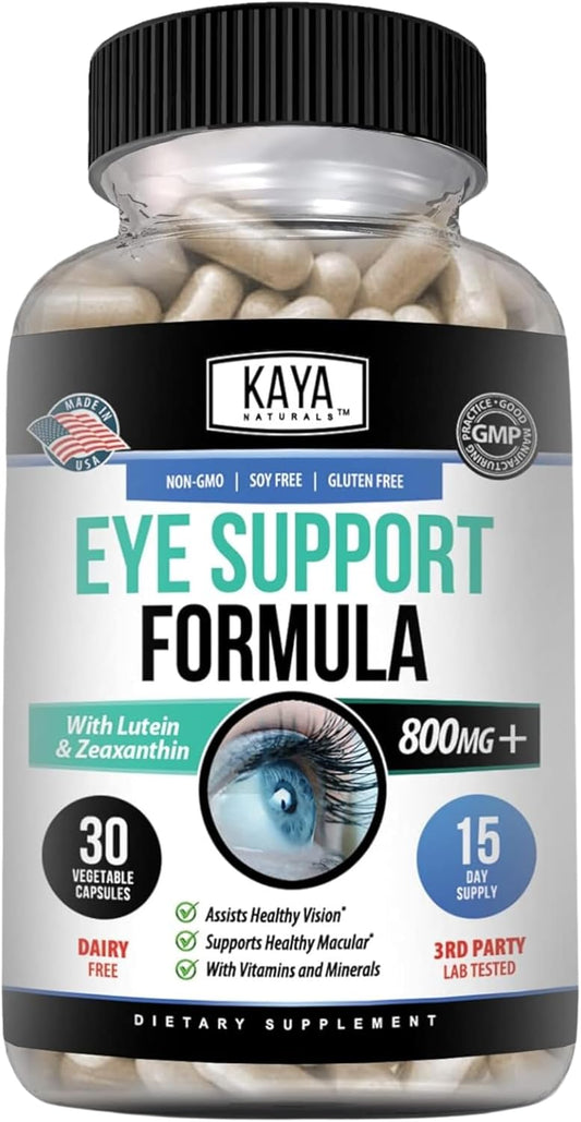 Lutein and Zeaxanthin Eye Health Supplement for Vision Support - 800 mg Vitamin Capsules - Reduce Eye Strain - 30 Count