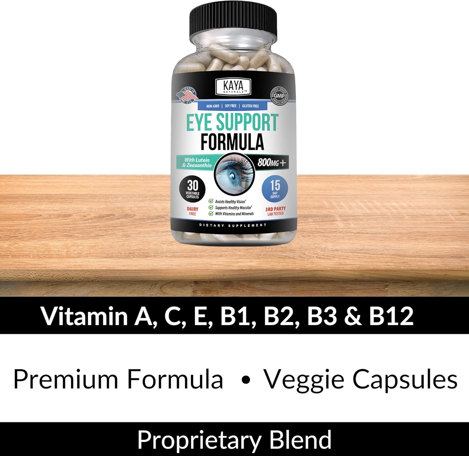 Lutein and Zeaxanthin Eye Health Supplement for Vision Support - 800 mg Vitamin Capsules - Reduce Eye Strain - 30 Count