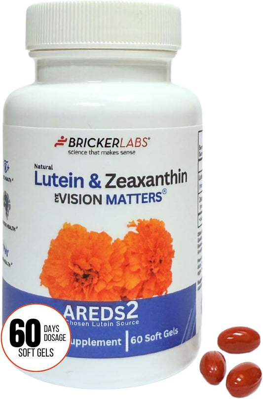 Lutein and Zeaxanthin Eye Supplement for Eye, Brain, and Skin Health - 60 Soft Gels, High Bioavailability, Macular Carotenoids