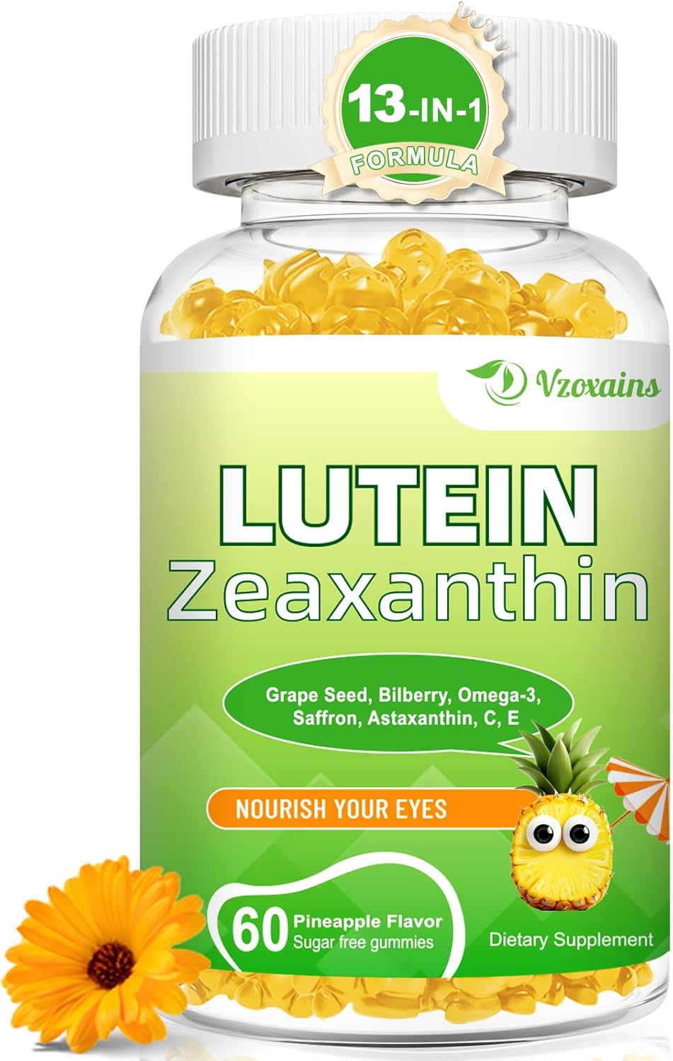 Lutein and Zeaxanthin Gummies with Eye Vitamins for Eye Health - 60 Count
