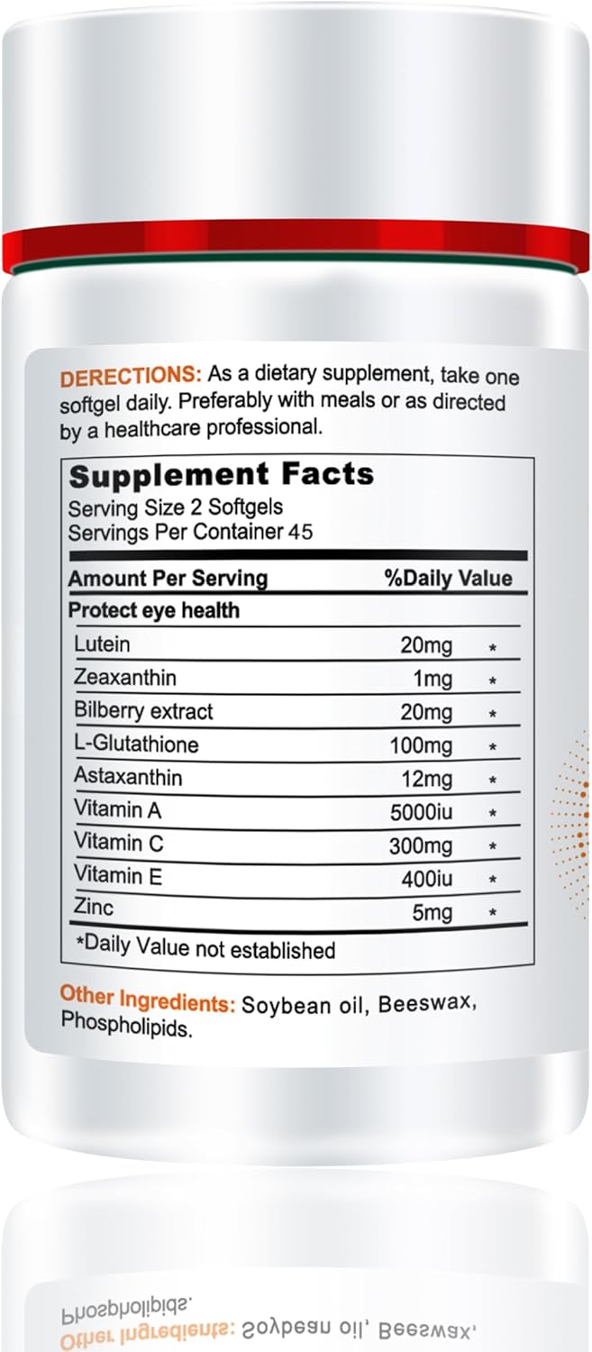 Lutein Capsules for Eye Health: Resists Blue & Violet Light, Protects Retina & Macular Area - 30 Capsules