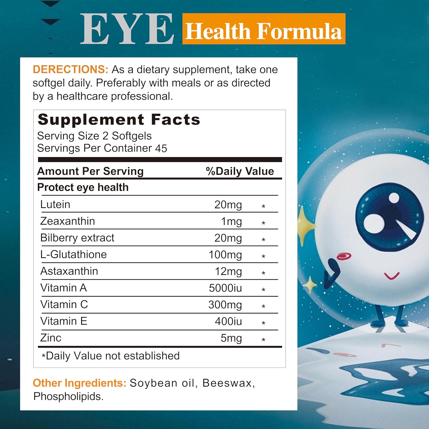 Lutein Capsules for Eye Health: Resists Blue & Violet Light, Protects Retina & Macular Area - 30 Capsules