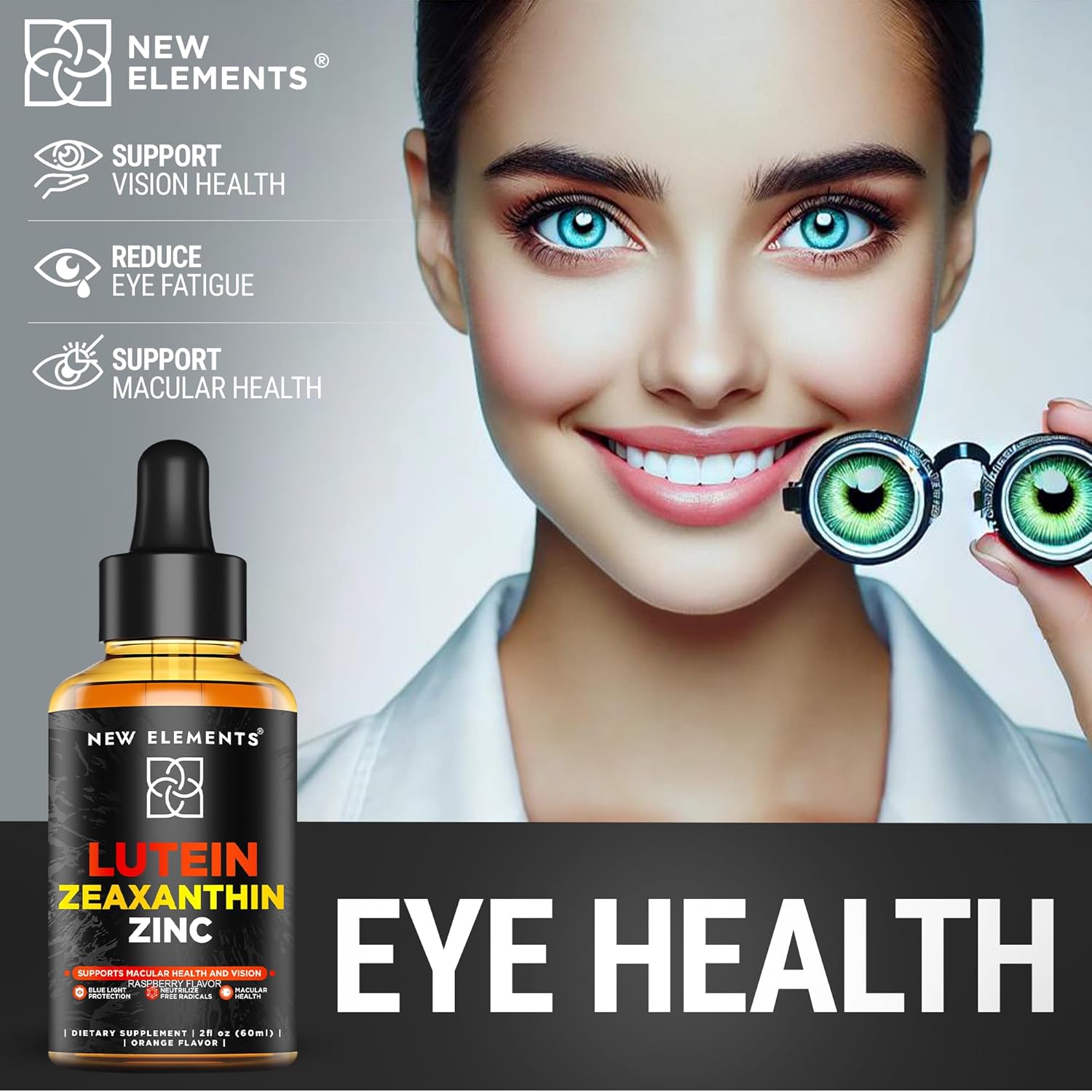 Lutein Drops with Zeaxanthin, Zinc, and Vitamins for Eye Health - Liquid Supplement for Adults & Kids - Non-GMO and Vegan - Macular Degeneration Support