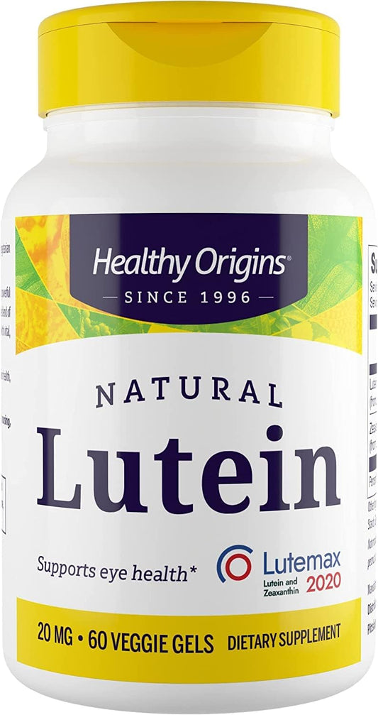 Lutein (Lutemax 2020) 20mg Supplement for Vision & Eye Health - Zeaxanthin, Vegan, Non-GMO, Gluten-Free - 60 Veggie Gels