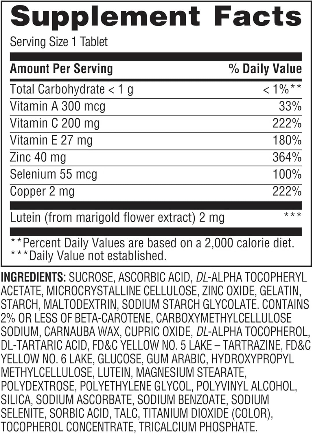 Lutein Tablets Dietary Supplement with Jogi Vision Formula - 120 Count, 1 Tablet Daily