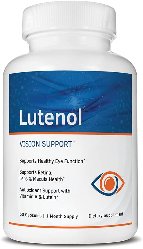 Lutenol Vision Support Supplement with Lutein, Zeaxanthin, Vitamin A & Zinc for Retina, Lens & Macula. 60 Capsules