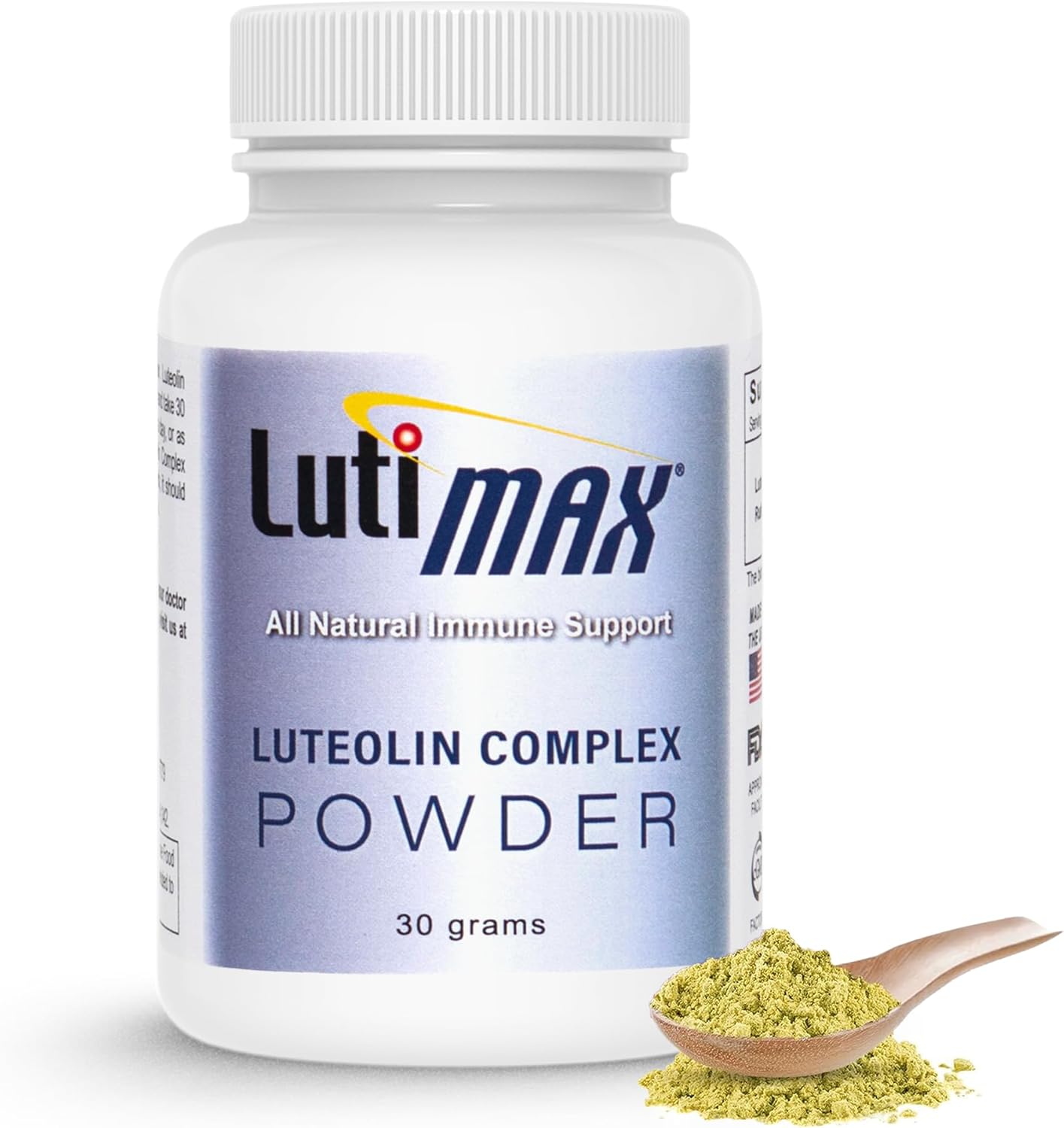 Lutimax Luteolin Complex Powder - Nootropic Brain Supplement for Memory, Focus, and Immune Support - Antioxidant Booster - 100 Servings