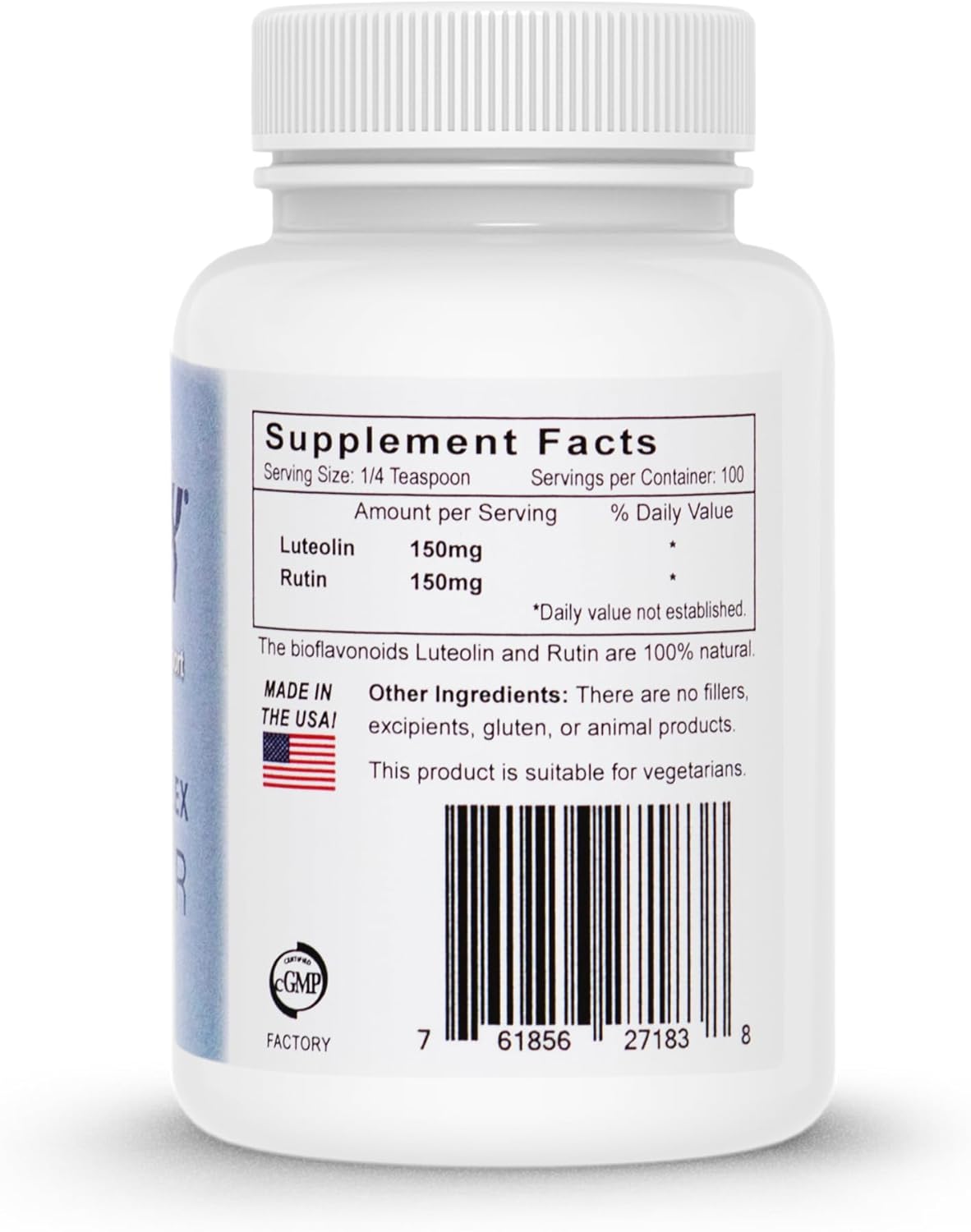 Lutimax Luteolin Complex Powder - Nootropic Brain Supplement for Memory, Focus, and Immune Support - Antioxidant Booster - 100 Servings