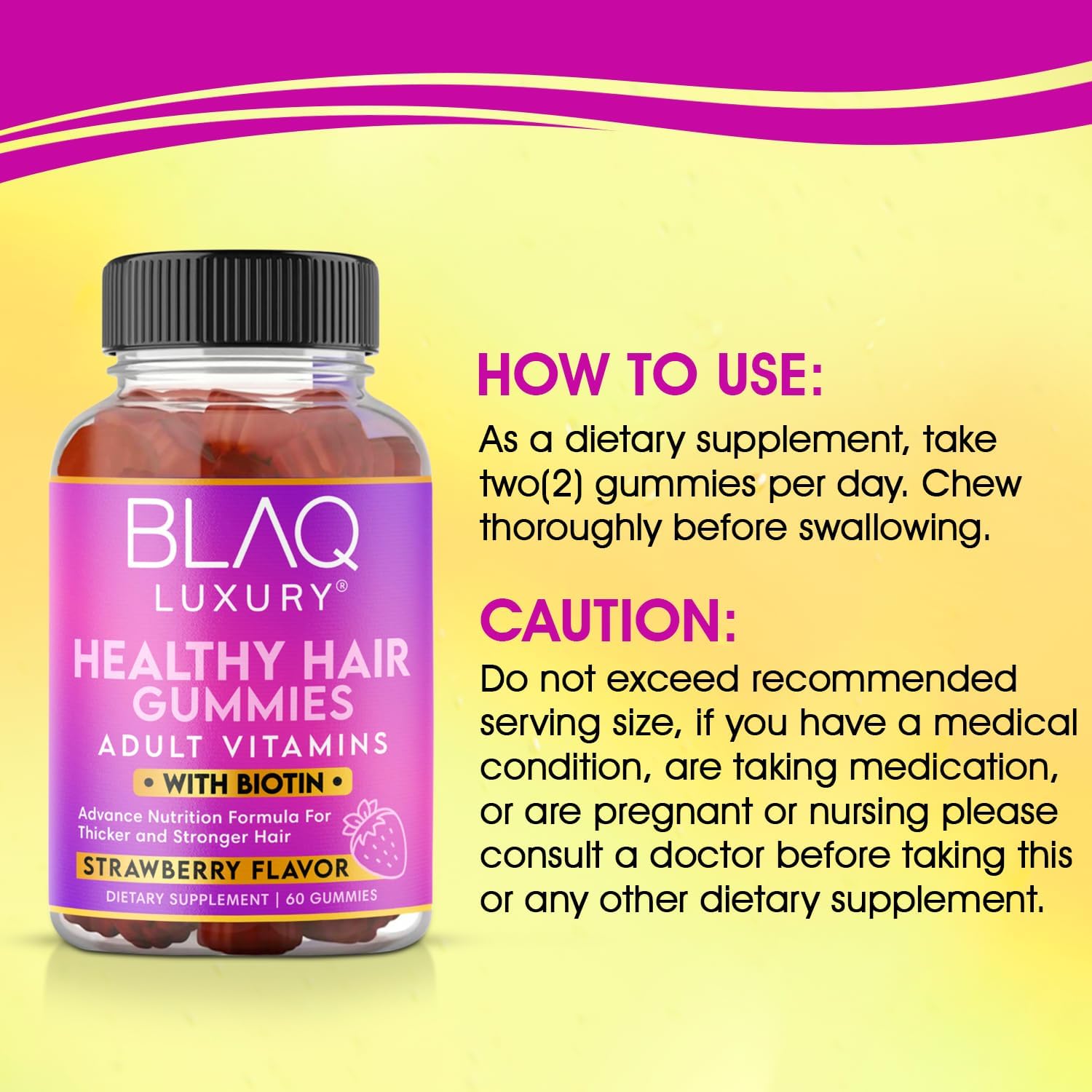 Luxury Biotin Gummies for Hair Growth - 5000mcg Biotin, Vitamins B12, B6, Folic Acid, Iodine, Zinc - Hair Supplement for Men & Women - 1 Month Supply