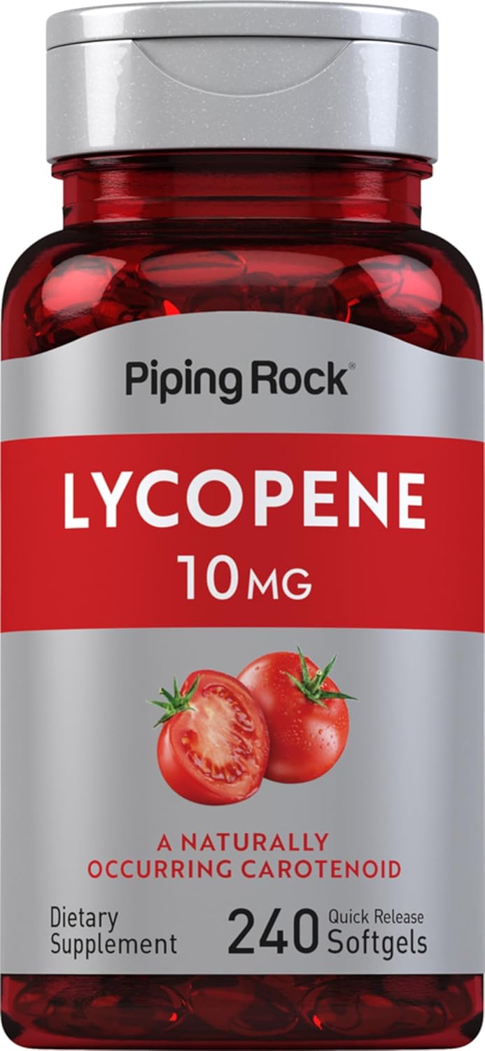 Lycopene 10mg Supplement | 240 Softgels | Non-GMO, Gluten Free | Piping Rock