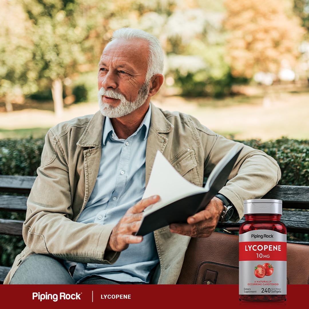 Lycopene 10mg Supplement | 240 Softgels | Non-GMO, Gluten Free | Piping Rock