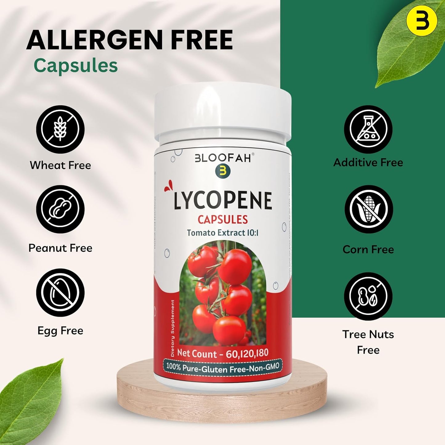 Lycopene-Rich Tomato Fruit Capsules 500mg | Concentrated Extract Powder | Non-GMO & Gluten Free | Carotenoid Supplement (60 Count)