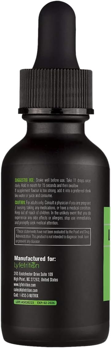 Lyfetrition L-Ergothioneine Liquid Supplement 540 mg - 4 Oz Bottle with 220 Servings - Made in USA - Quick Absorption - Potent Ingredients - Third-Party Tested - Non-GMO - GMP Certified - Cruelty-Free