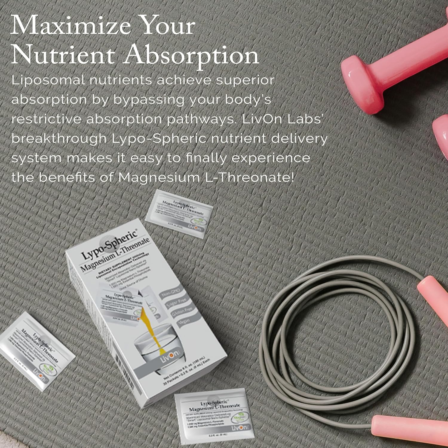 Lypo-Spheric Magnesium L-Threonate 30 Packets - 77mg Per Packet - Liposome Encapsulated for Maximum Absorption - Non-GMO - Professional Formula