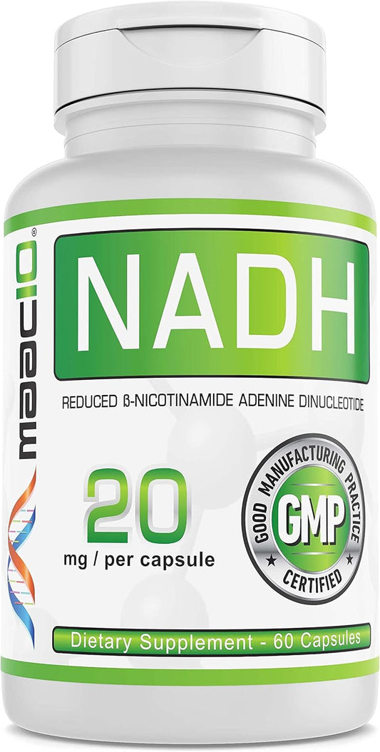 MAAC10 NADH Supplement 20mg 60 Capsules | Boost Energy, Combat Fatigue, Enhance Mental Focus & NAD+ Longevity | Pharmaceutical Grade Pure NADH