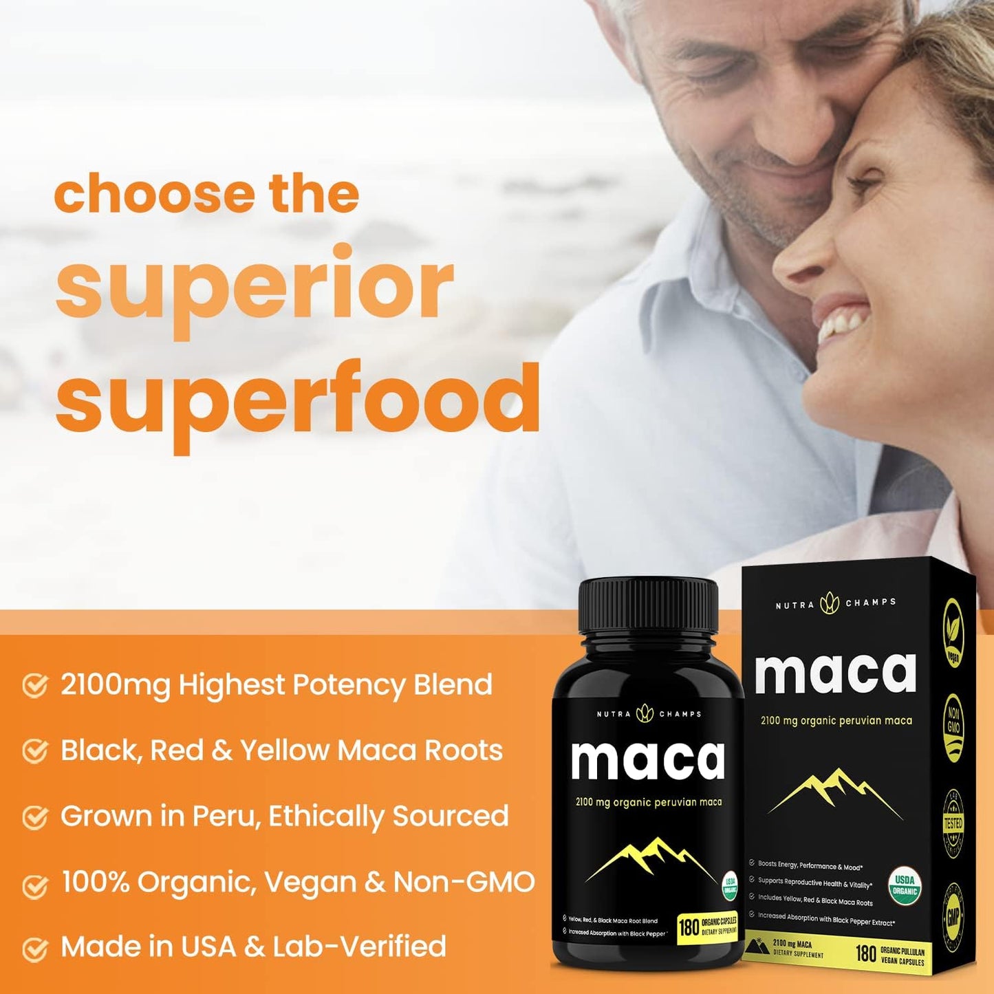 Maca and Ashwagandha Supplement Bundle by NutraChamps for Energy and Stress Relief