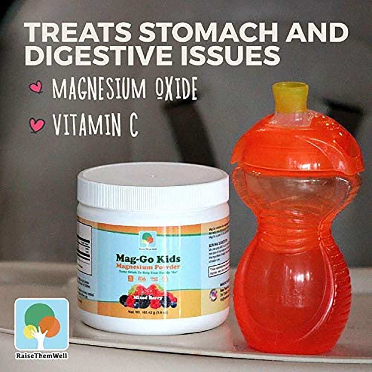 Mag-Go Kids Magnesium Powder for Constipation Relief - Mixed Berry Flavor - 90 Servings - BoostGo Australia