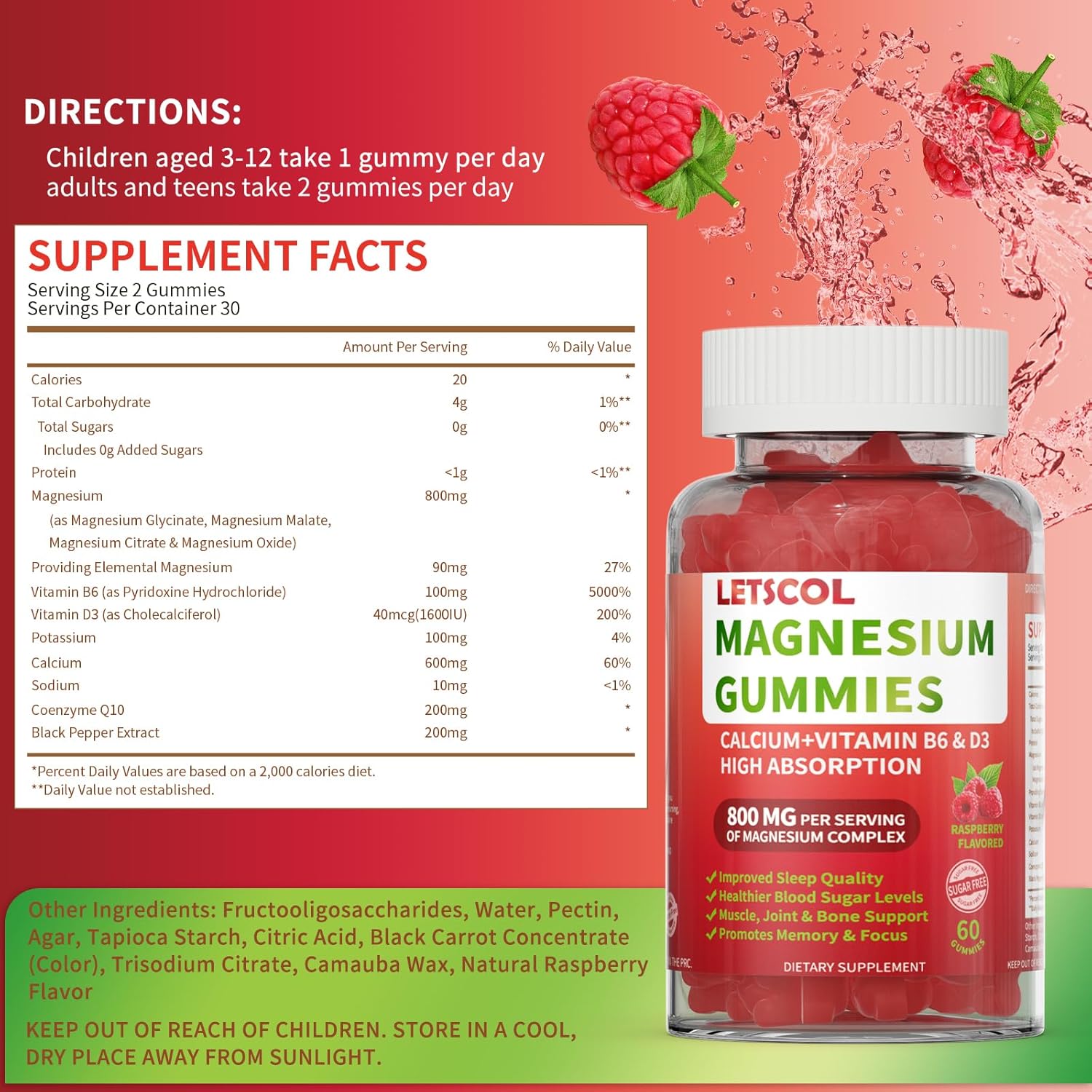 Magical Magnesium Glycinate Gummies - 800mg Per Serving, Sugar Free Supplement with Magnesium Malate, Calcium, Vitamin D3, B6, CoQ10 for Calm Support & Sleep - Adults Kids
