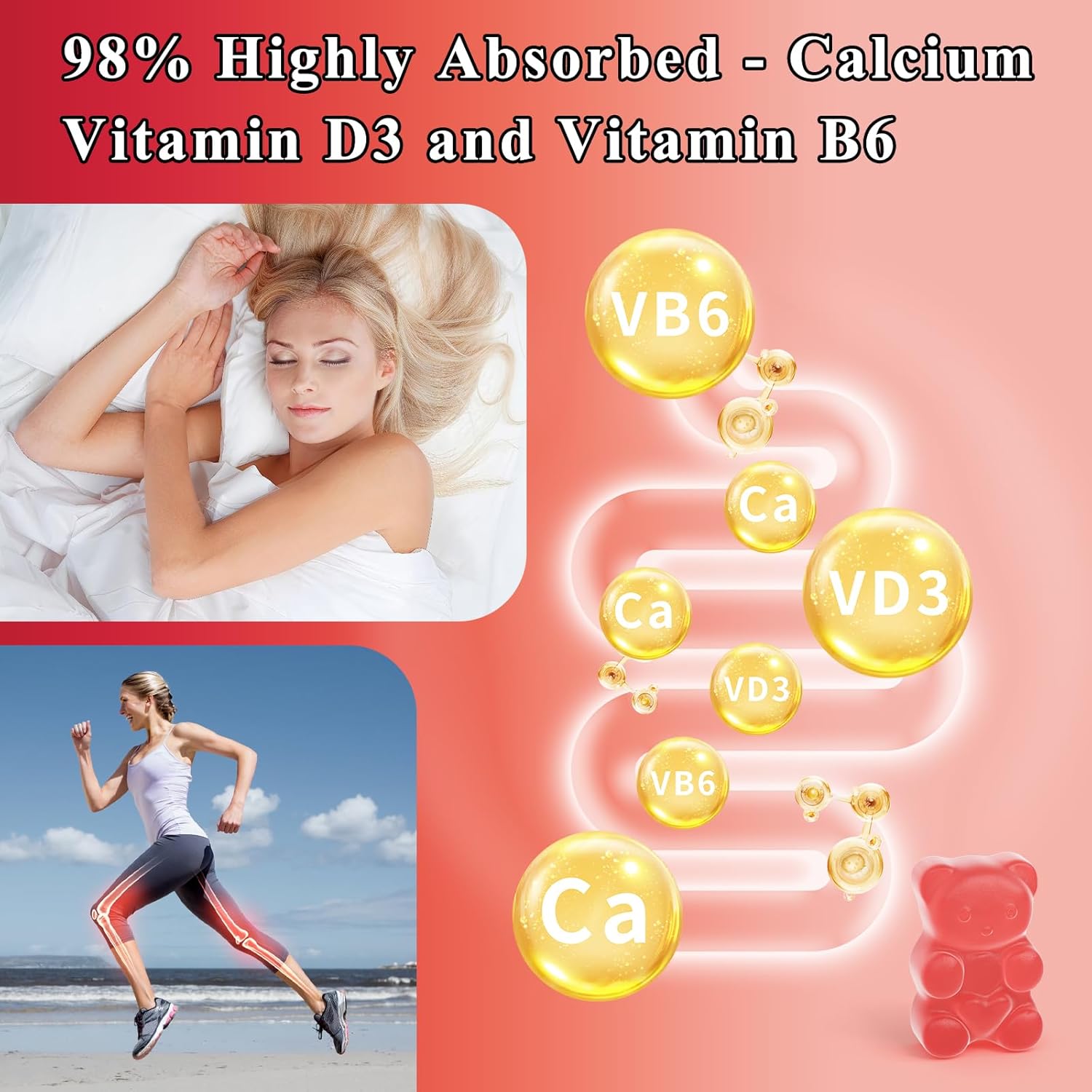 Magical Magnesium Glycinate Gummies - 800mg Per Serving, Sugar Free Supplement with Magnesium Malate, Calcium, Vitamin D3, B6, CoQ10 for Calm Support & Sleep - Adults Kids