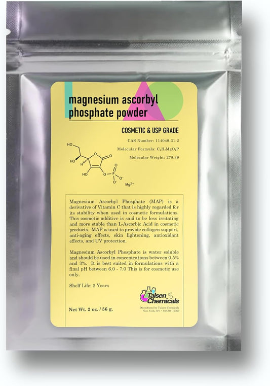 Magnesium Ascorbyl Phosphate MAP Powder for DIY Skincare 2oz - Stable Vitamin C by Talsen Chemicals