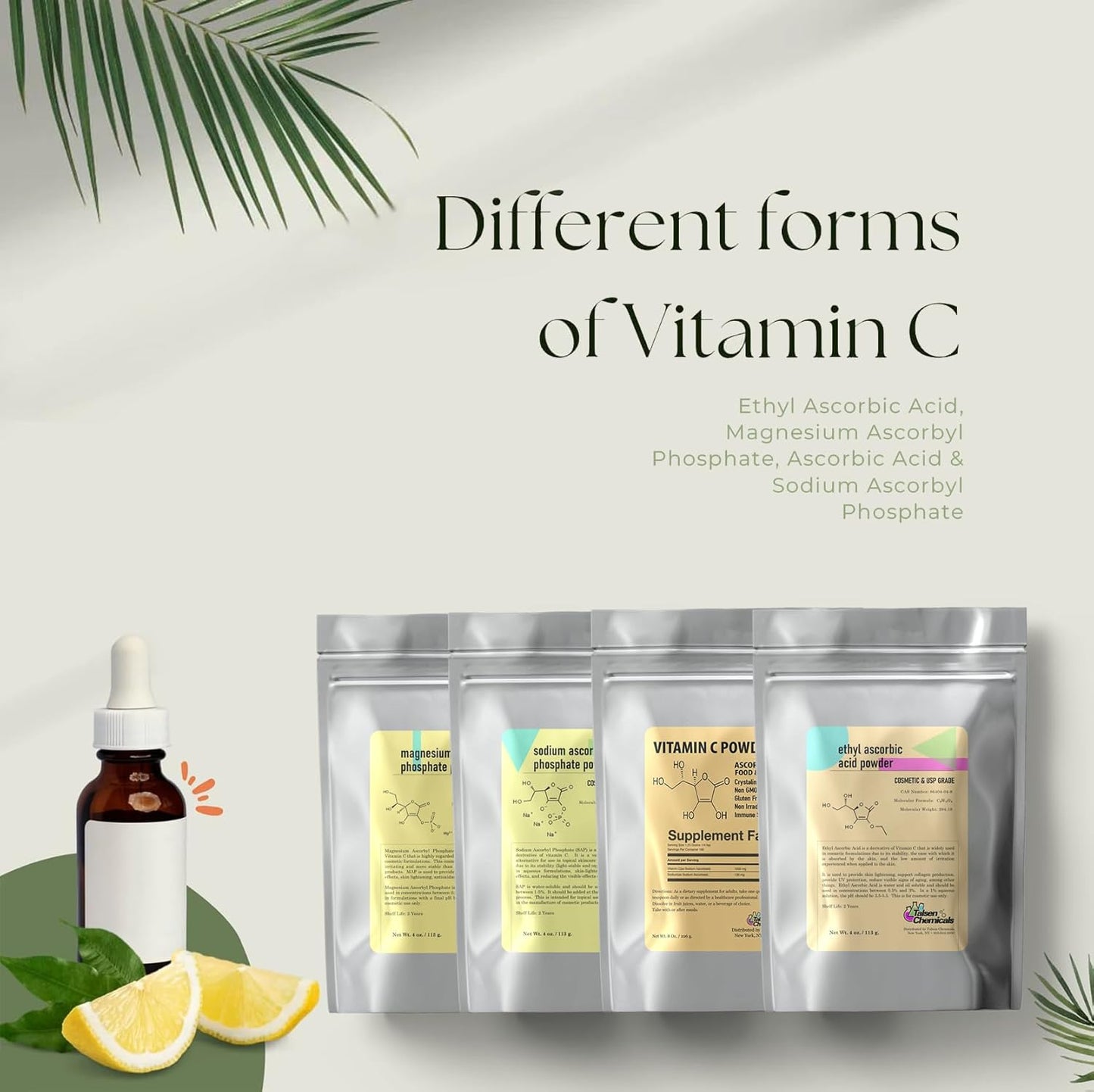 Magnesium Ascorbyl Phosphate MAP Powder for DIY Skincare 2oz - Stable Vitamin C by Talsen Chemicals