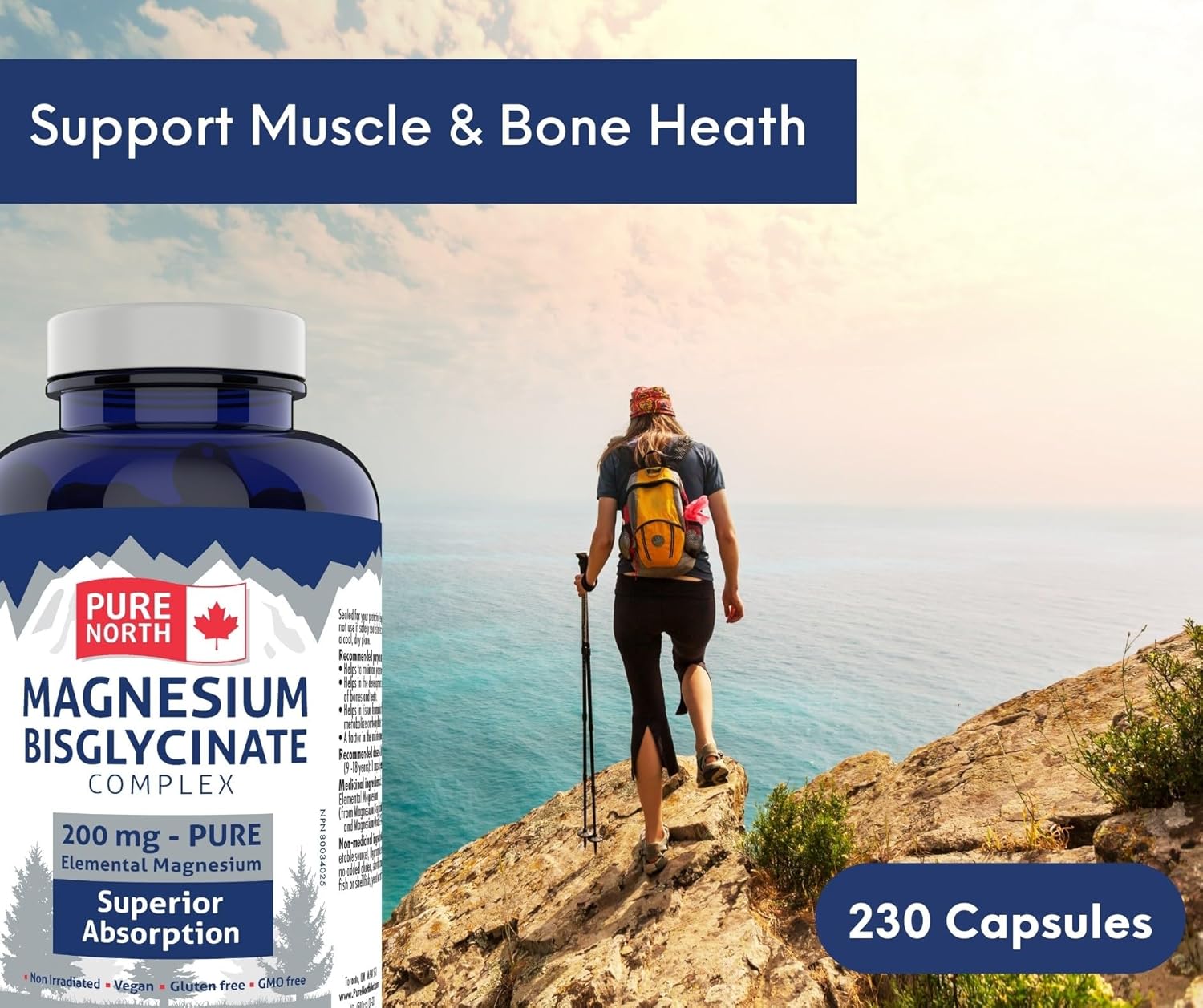 Magnesium Bisglycinate Complex 200mg V-Capsules - Supports Bone and Teeth Health, Aids in Metabolizing Carbs, Proteins, and Fats