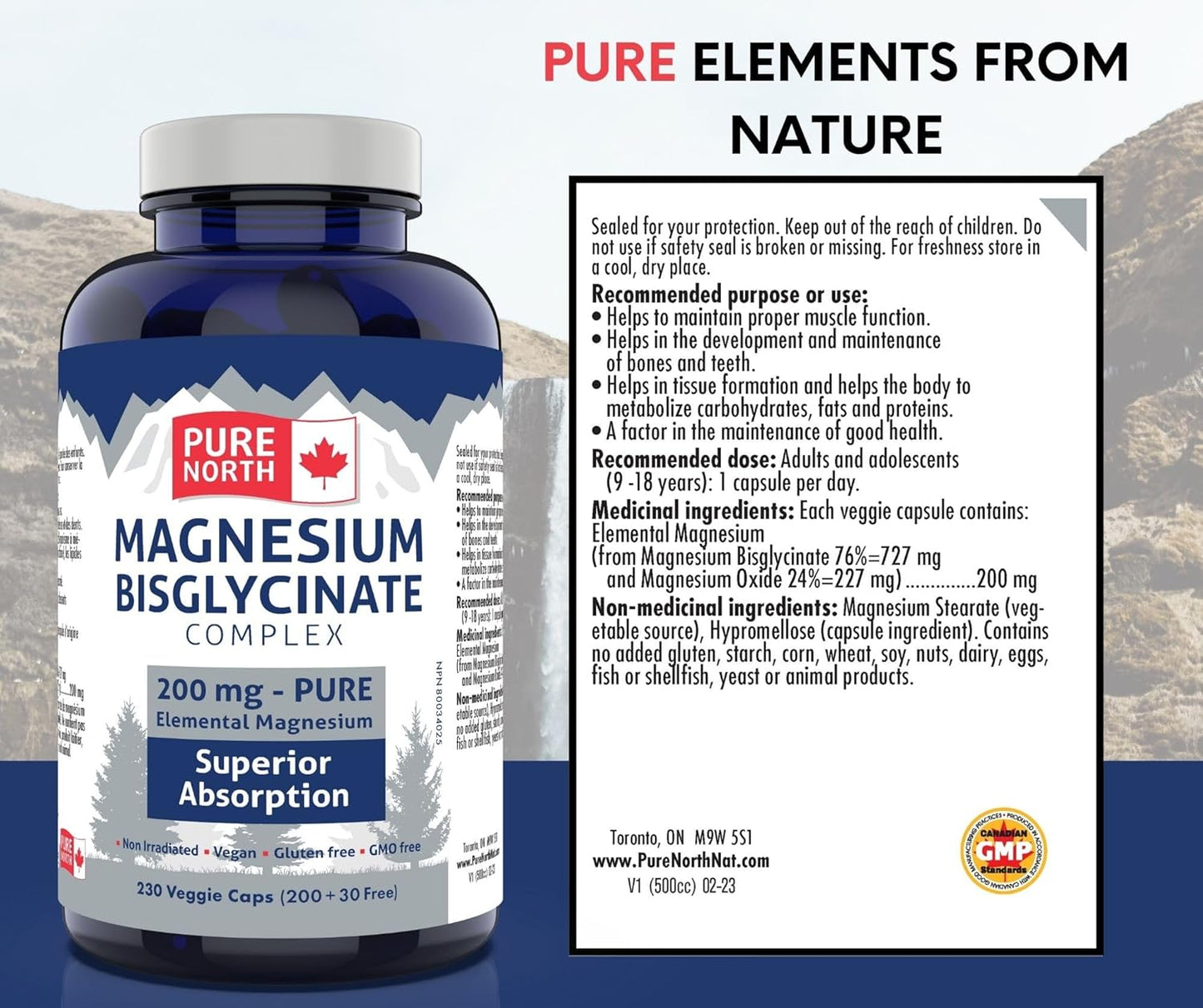 Magnesium Bisglycinate Complex 200mg V-Capsules - Supports Bone and Teeth Health, Aids in Metabolizing Carbs, Proteins, and Fats