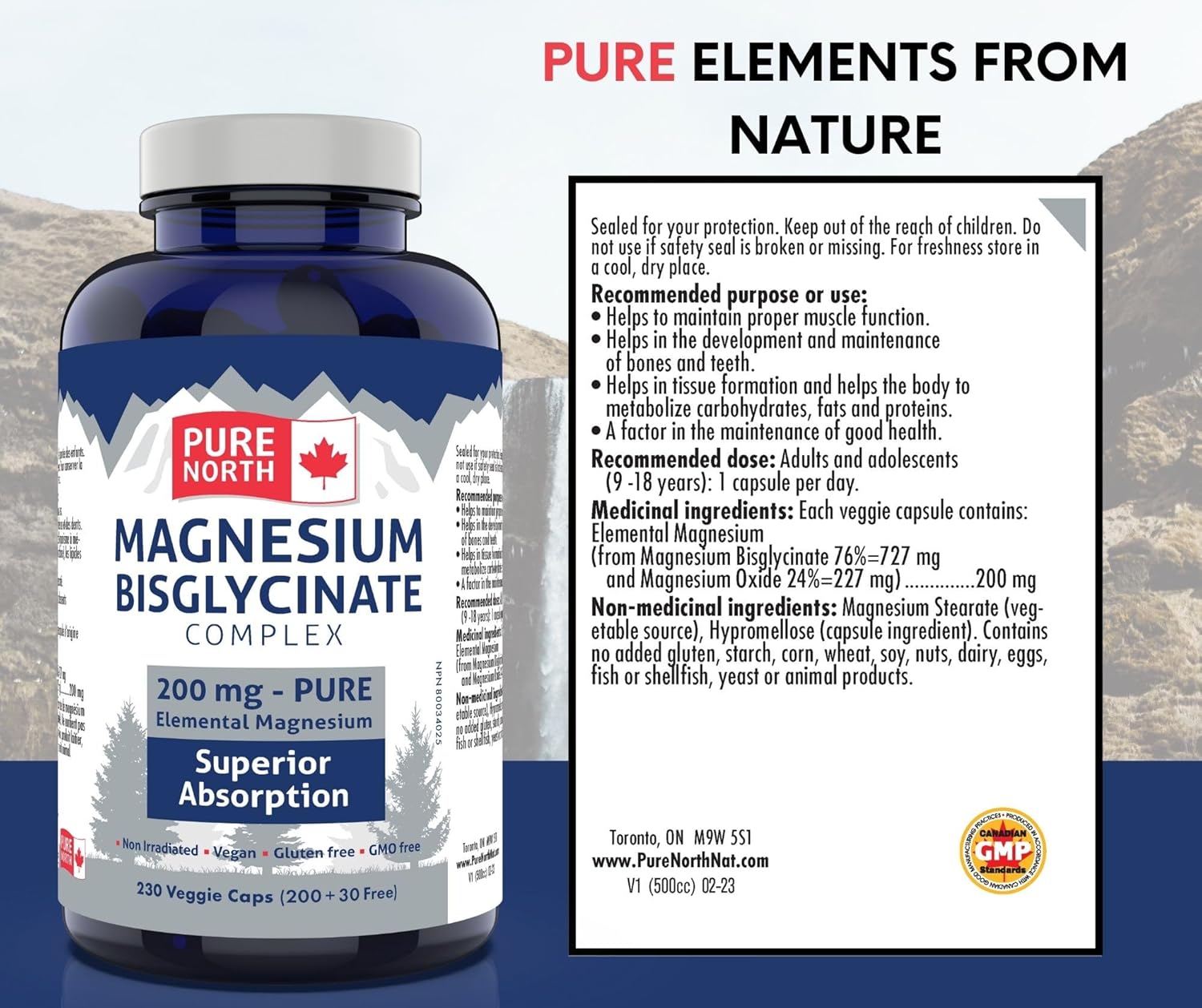 Magnesium Bisglycinate Complex 200mg V-Capsules - Supports Bone and Teeth Health, Aids in Metabolizing Carbs, Proteins, and Fats