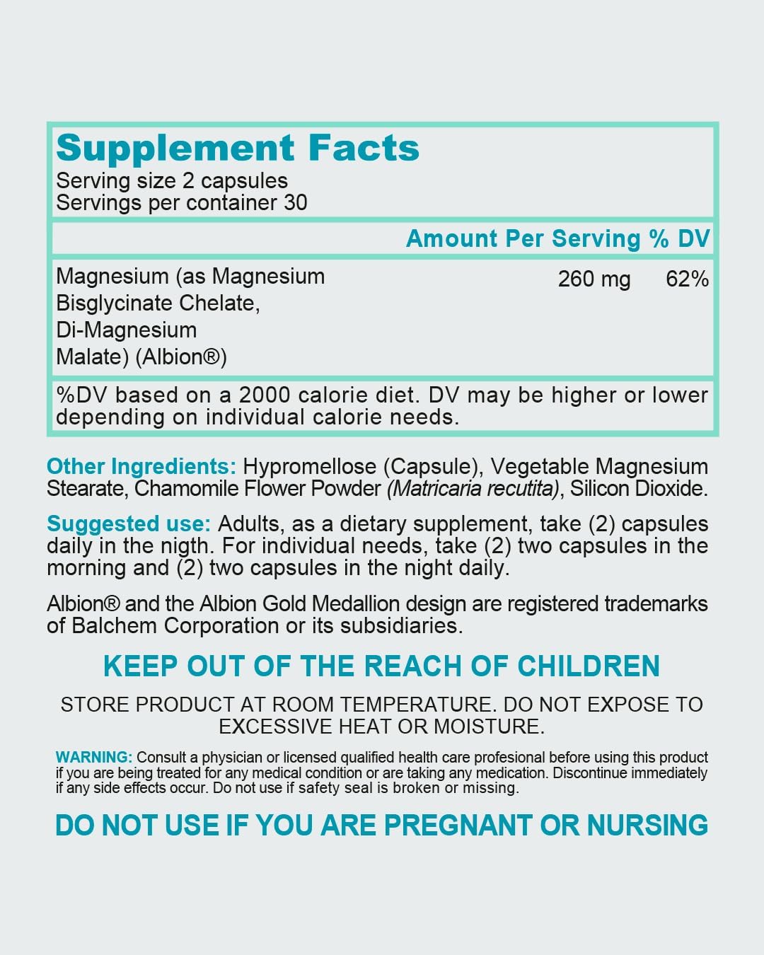 Magnesium Bisglycinate Malate Supplement for Brain, Sleep, Stress, Bone, Muscle, Energy Support