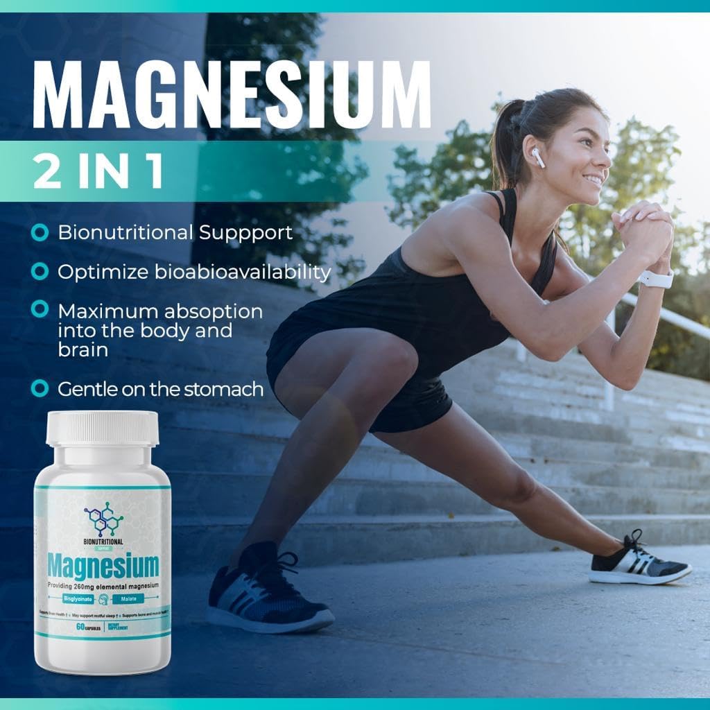 Magnesium Bisglycinate Malate Supplement for Brain, Sleep, Stress, Bone, Muscle, Energy Support