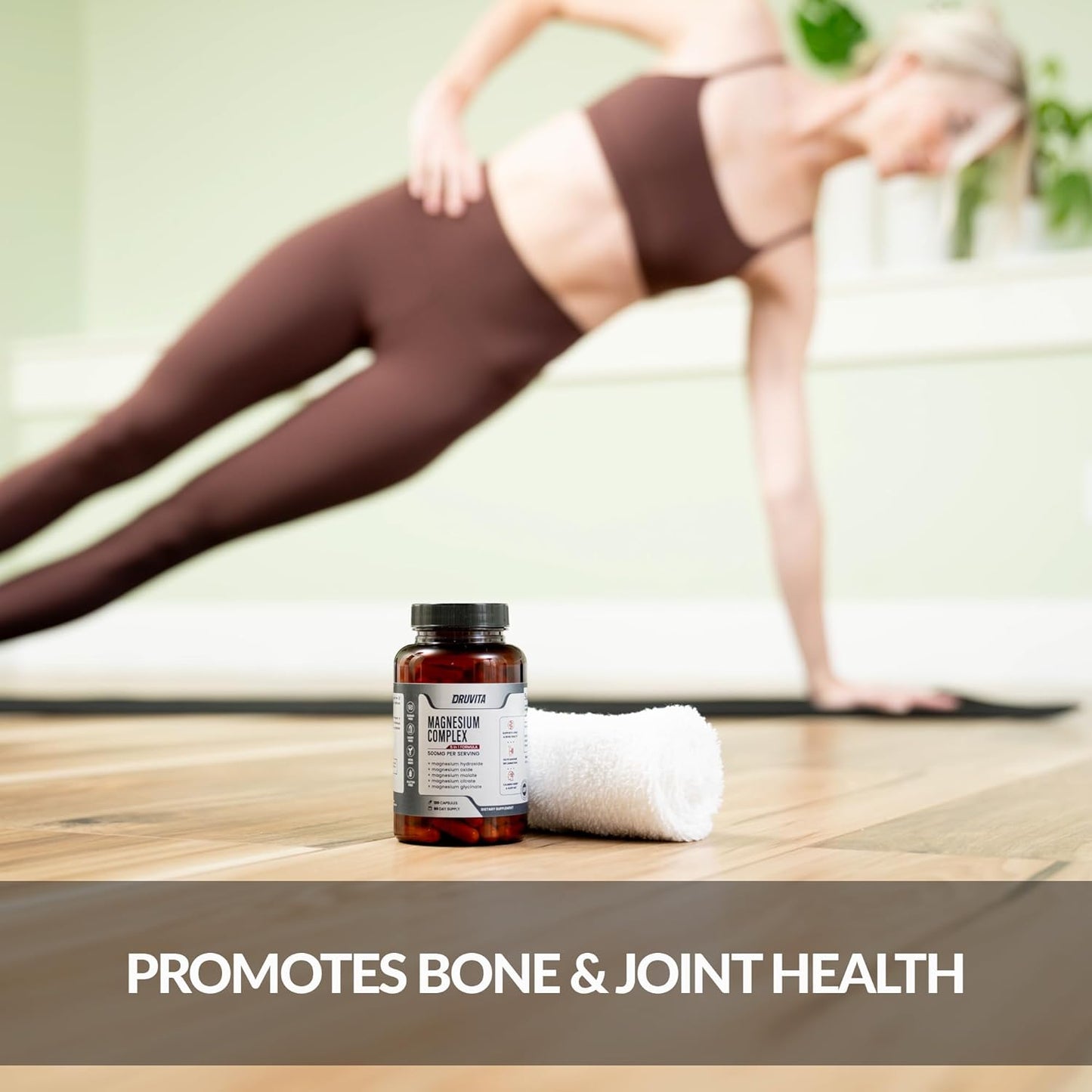 Magnesium Complex 500mg - 5-in-1 Formula for Bone, Joint, Heart, Sleep - 60 Capsules + Pill Container