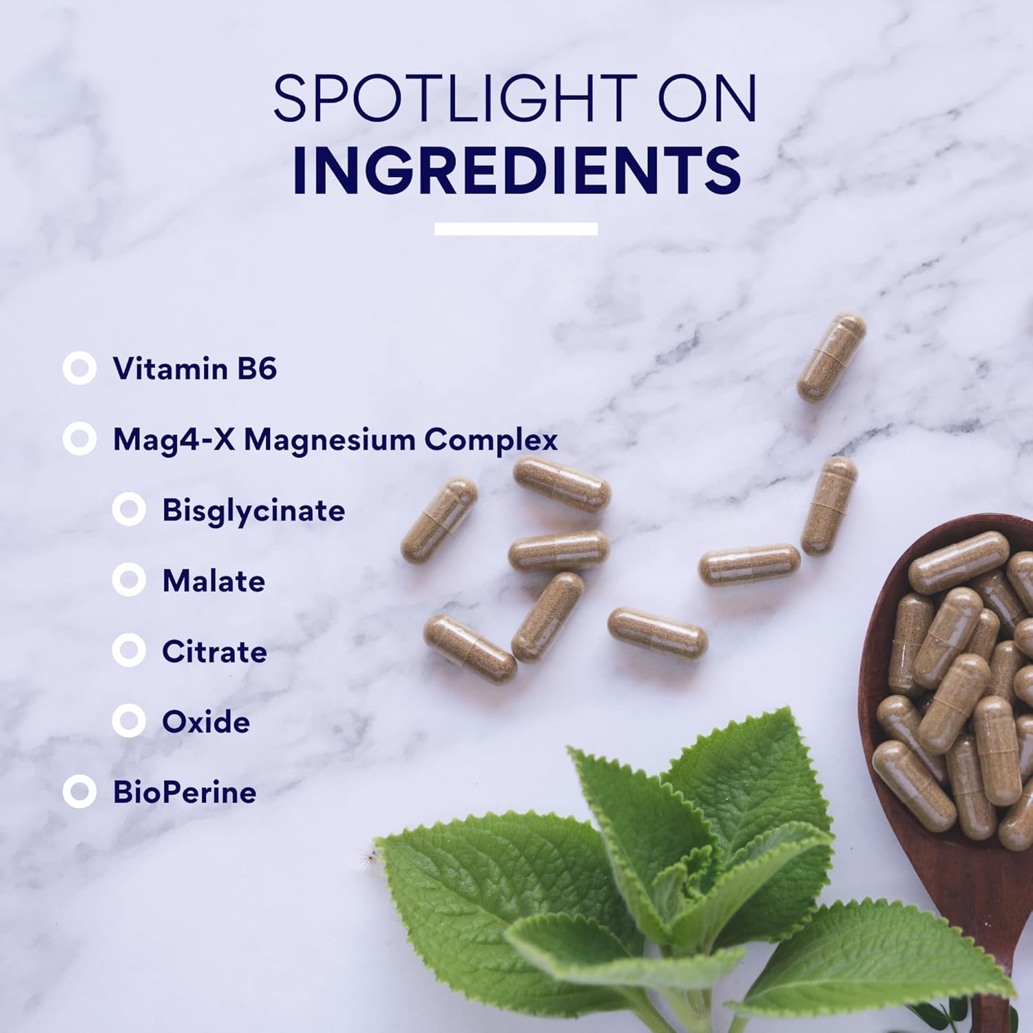 Magnesium Complex for Brain, Muscle, and Nerve Support - 60 Vegan Capsules - Bisglycinate, Malate, Citrate, Oxide - With Bioperine