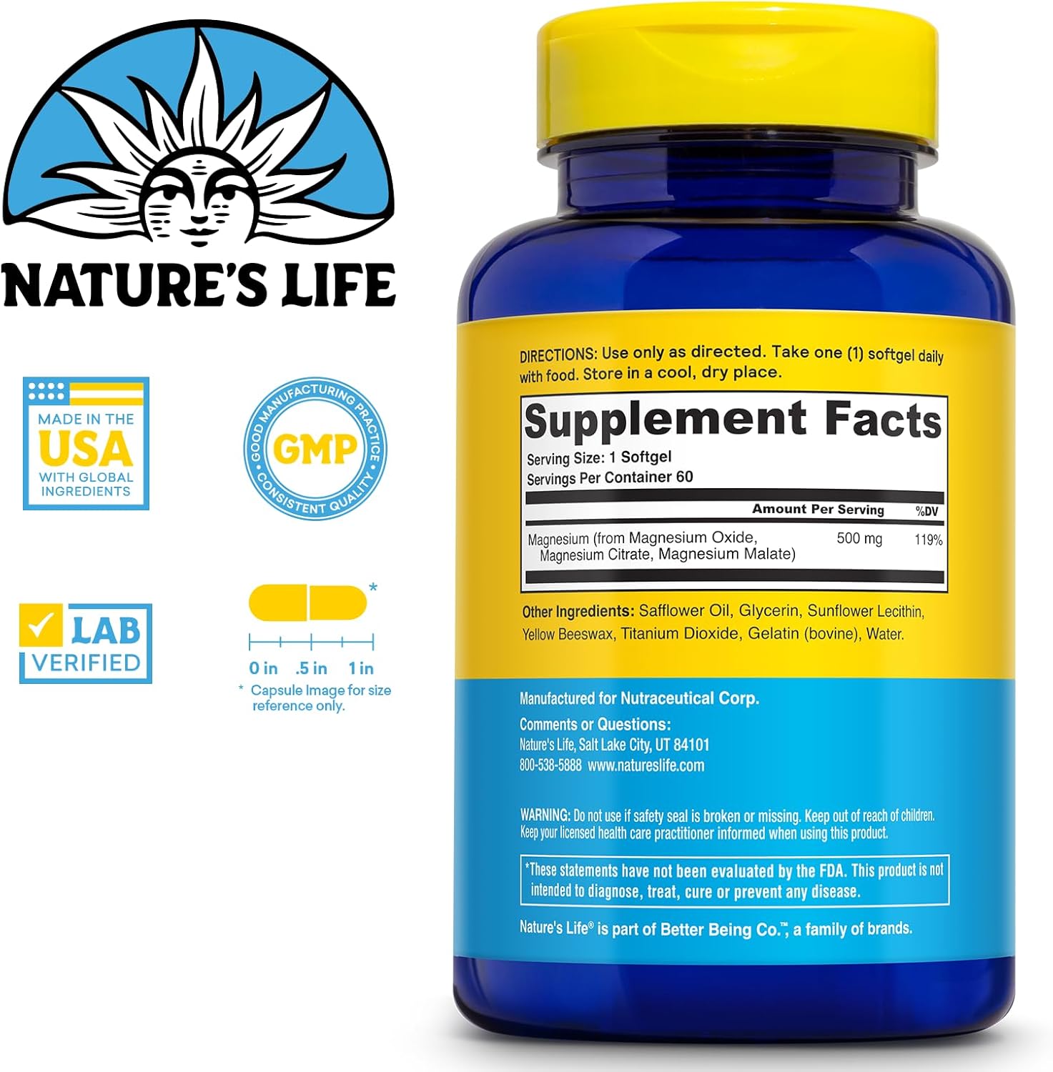 Magnesium Complex Softgels with Citrate & Malate for Bone, Muscle, and Heart Health - Easy to Swallow - 60 Servings - BoostGo Australia
