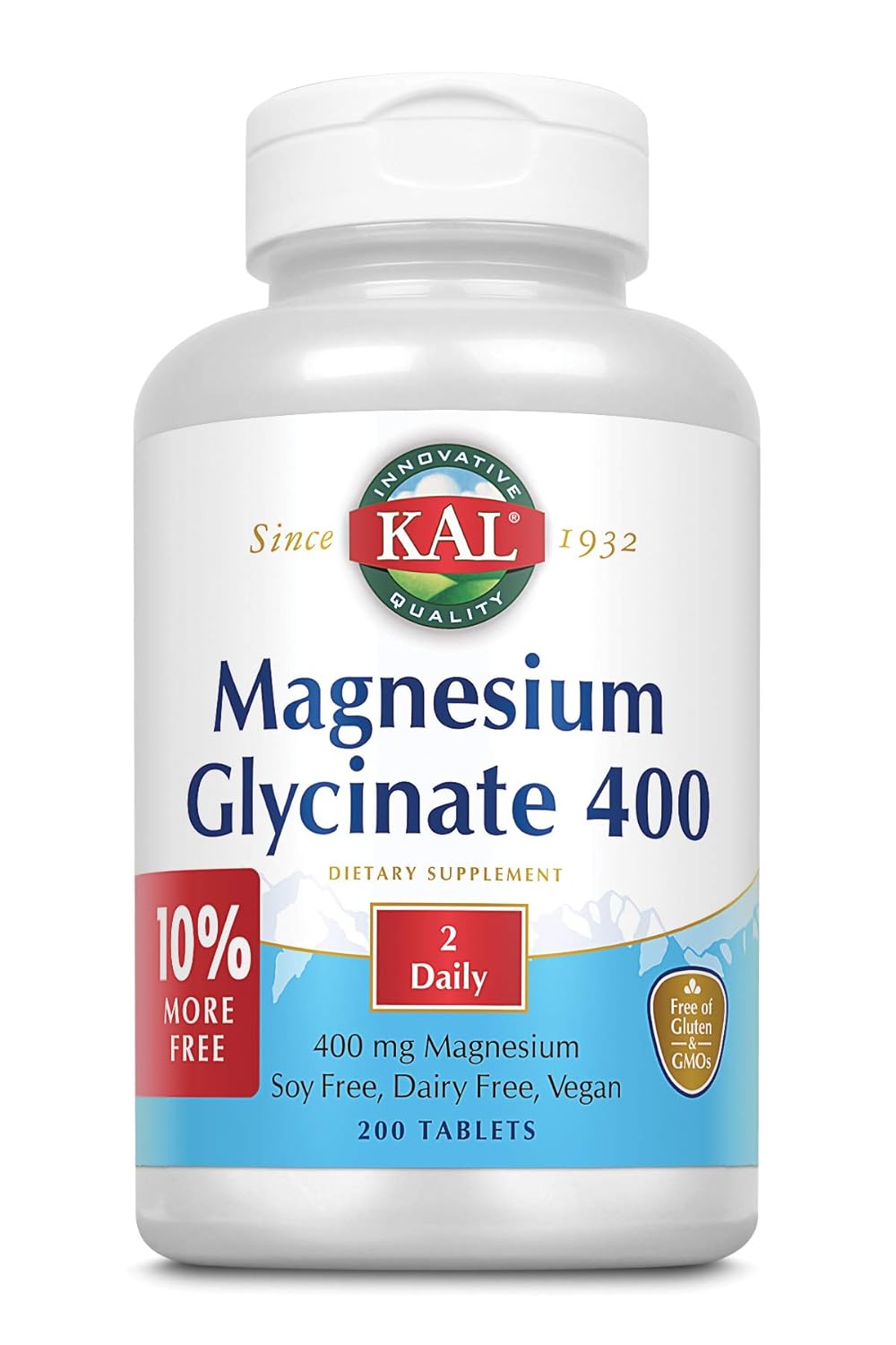 Magnesium Glycinate 400 mg Supplement for Relaxation & Muscle Support - 100 Servings (200 CT)