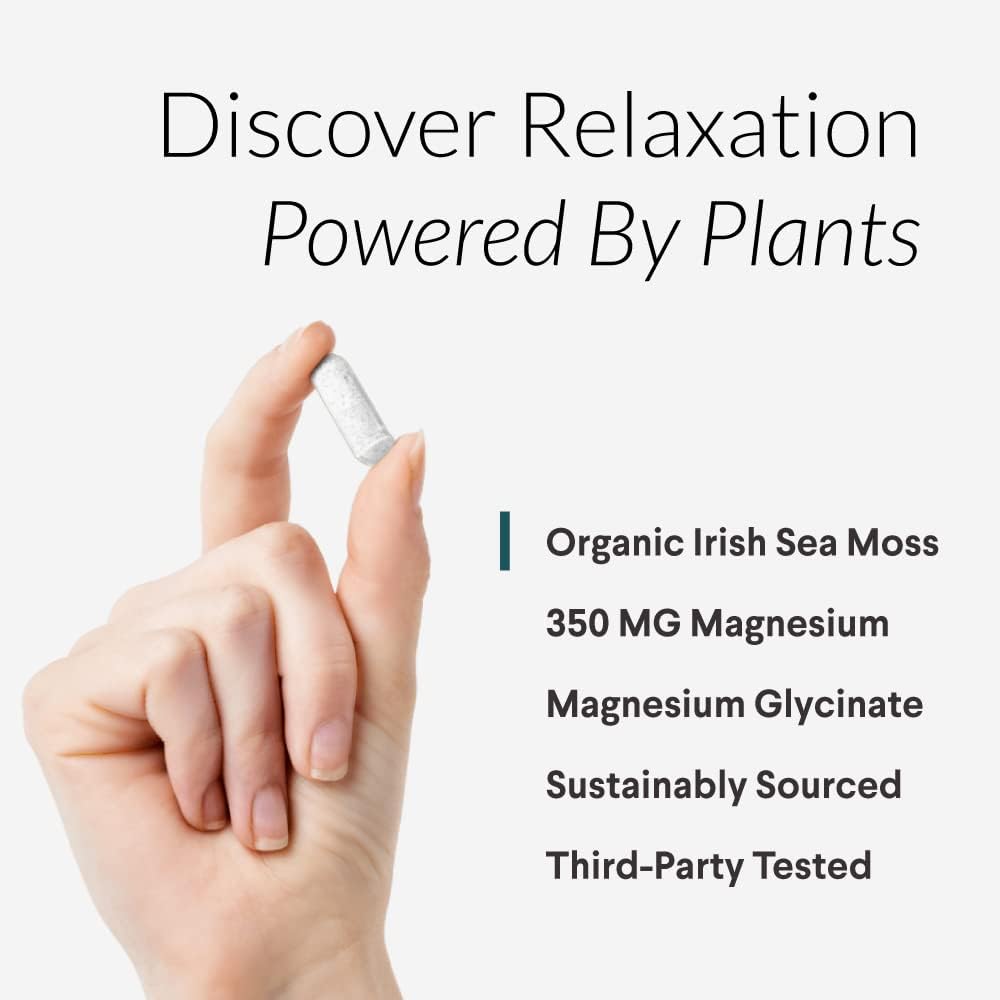 Magnesium Glycinate and Irish Sea Moss Capsules - Essential Minerals for Heart and Bone Health - 30 Servings - 60 Capsules