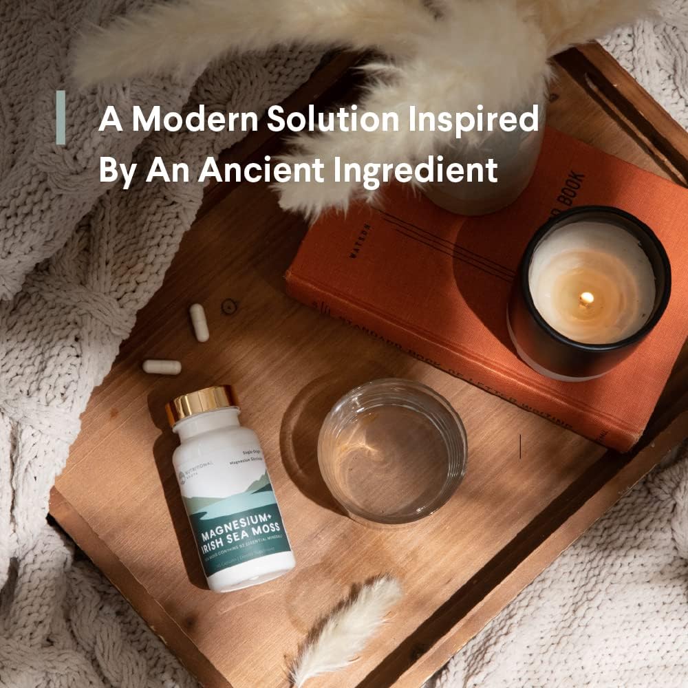 Magnesium Glycinate and Irish Sea Moss Capsules - Essential Minerals for Heart and Bone Health - 30 Servings - 60 Capsules