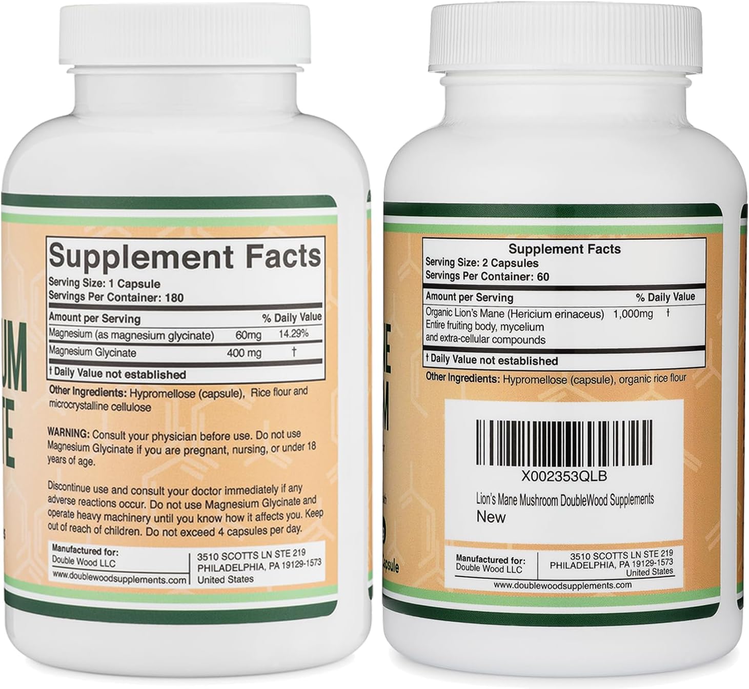 Magnesium Glycinate and Lion's Mane Supplement for Enhanced Health and Cognitive Support