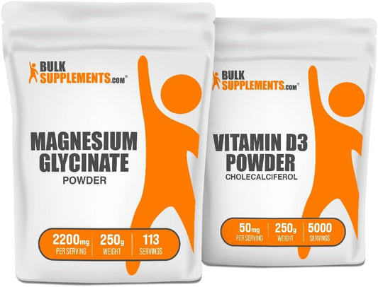 Magnesium Glycinate and Vitamin D3 Bundle - 250g Each - BulkSupplements