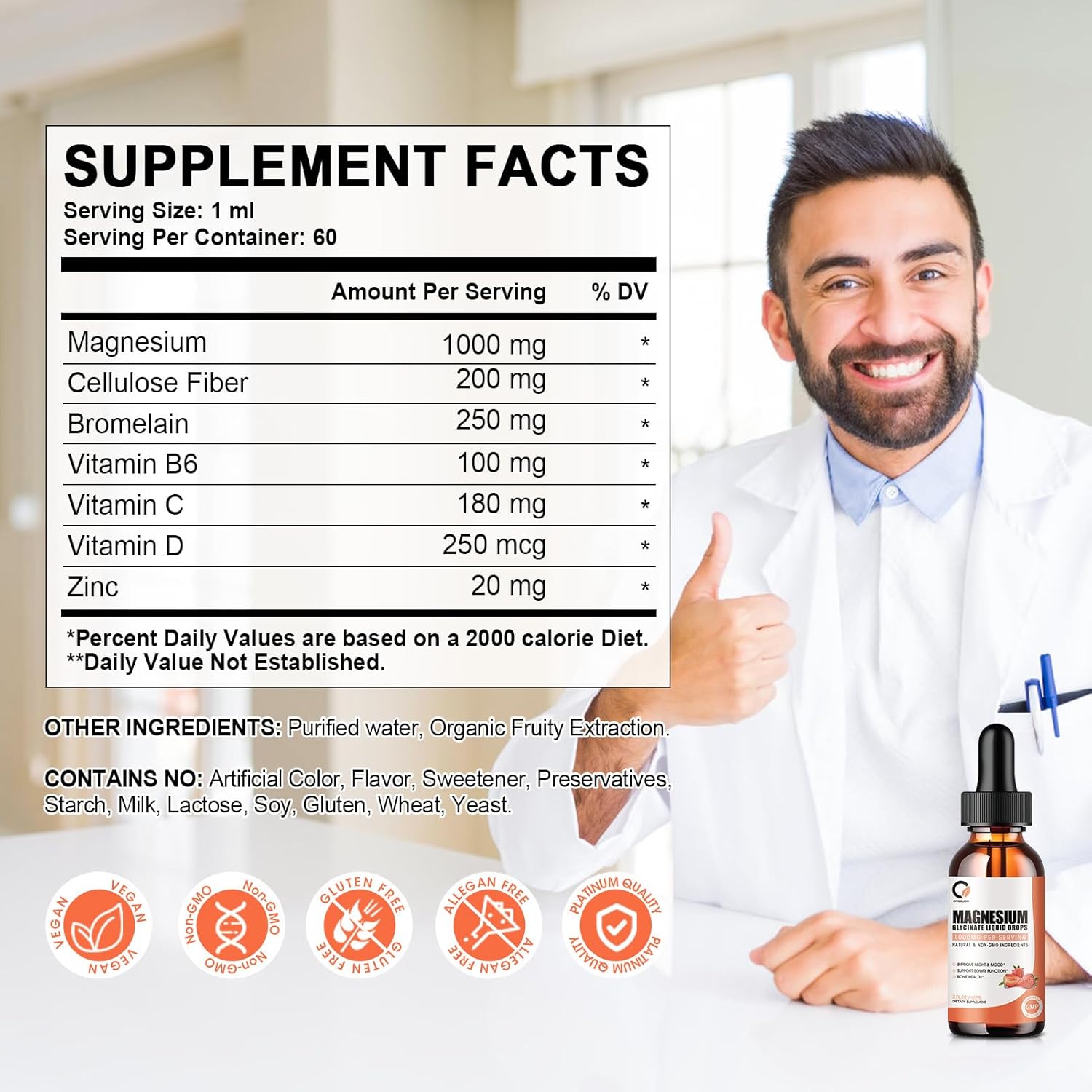 Magnesium Glycinate Drops & Complex Powder for Energy, Sleep, Muscle & Joint Support - Non-GMO, Vegan Formula for Men & Women