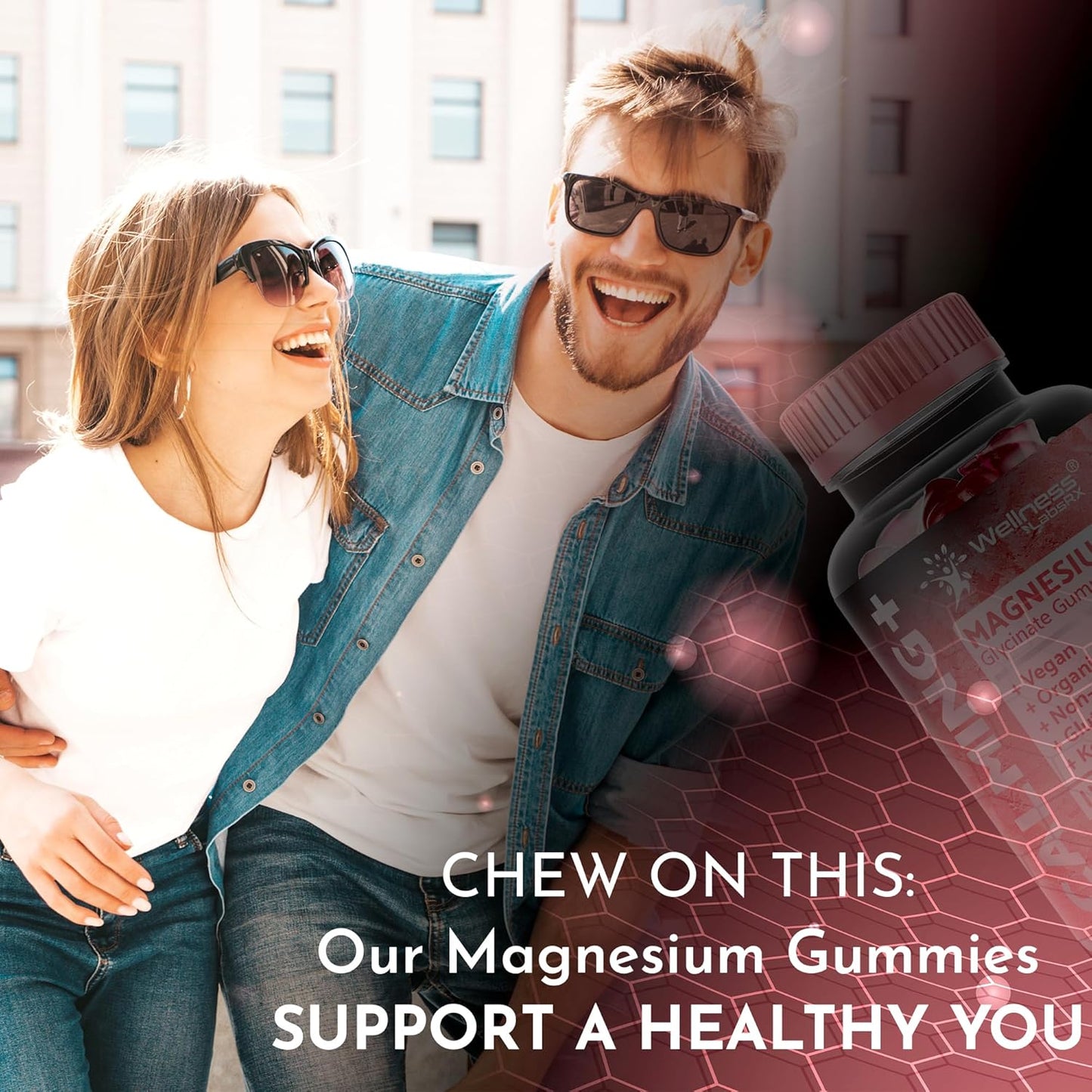 Magnesium Glycinate Gummies 1000mg - Relaxation & Heart Health Support - Chewable Calm Supplement for Adults - Strawberry Flavor - 3 Pack