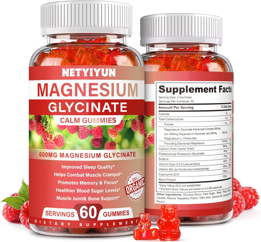 Magnesium Glycinate Gummies 600mg with L-Threonate for Adults - Sleep Support and Stress Relief - 1 Pack