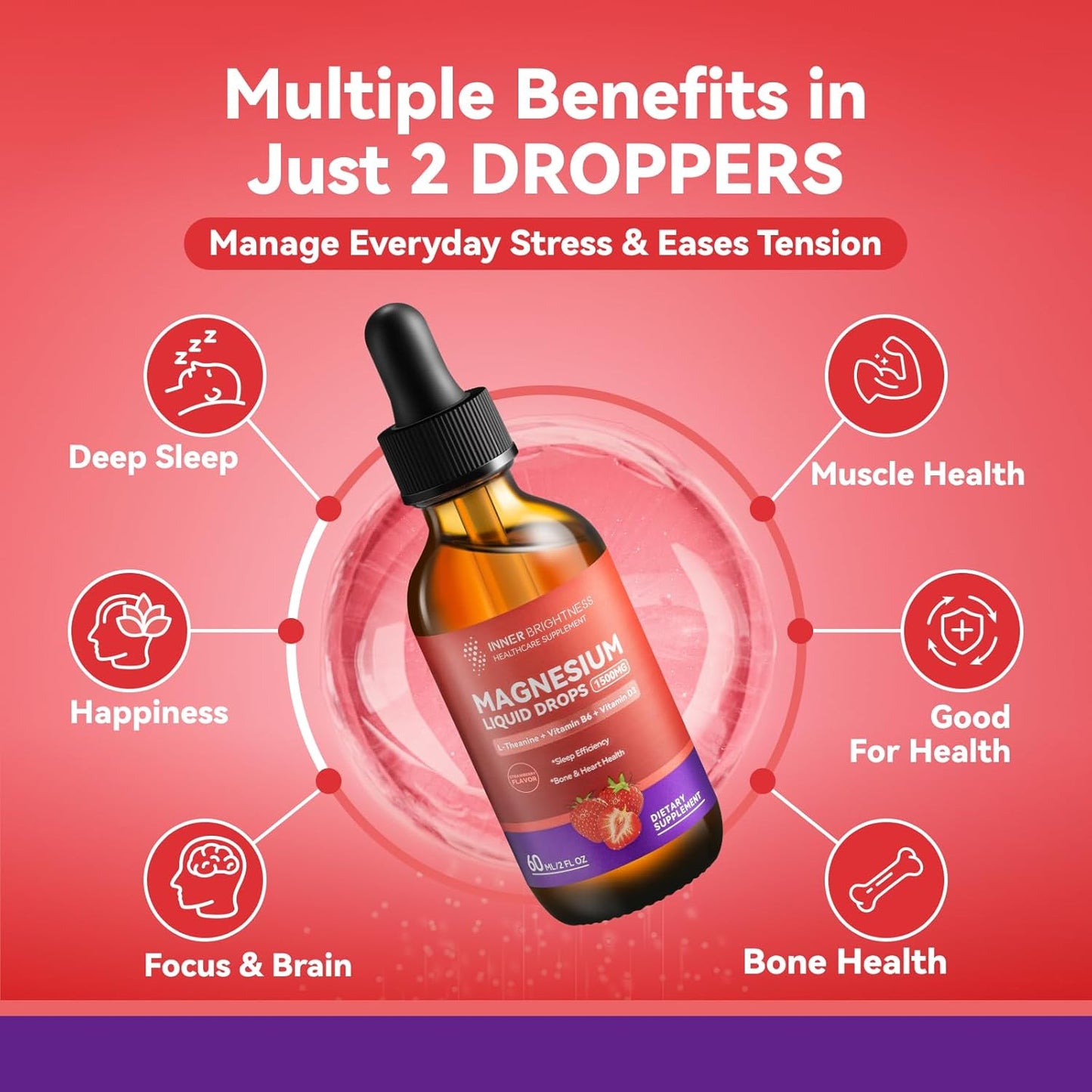 Magnesium Glycinate Gummies for Adults - Sleep, Relaxation, Focus - Mixed Berry & Strawberry Flavors - Liquid Magnesium Citrate & Taurate