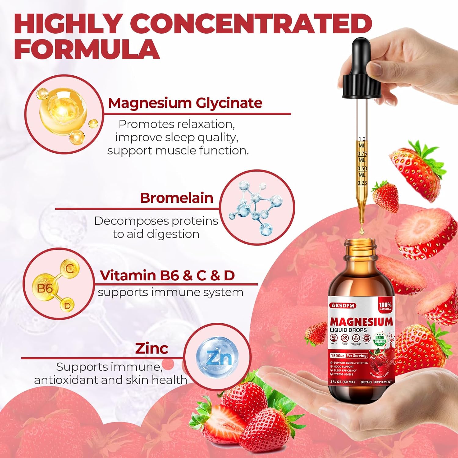 Magnesium Glycinate Liquid and Mullein Leaf Extract Bundle for Stress Relief and Respiratory Support
