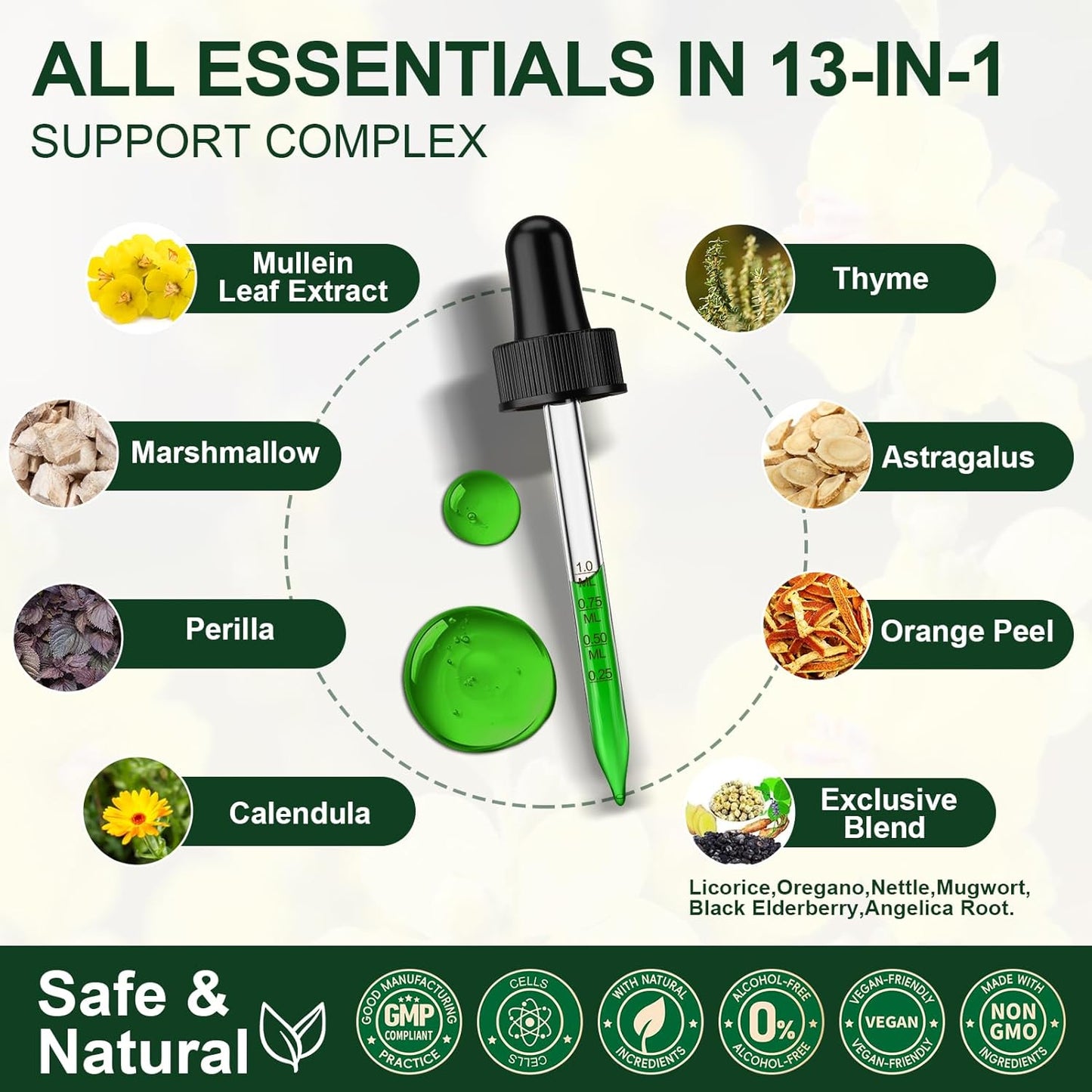 Magnesium Glycinate Liquid and Mullein Leaf Extract Bundle for Stress Relief and Respiratory Support