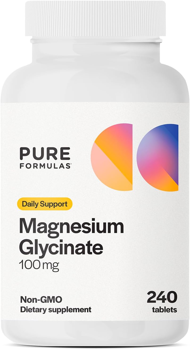 Magnesium Glycinate Supplement 100mg - Supports Stress, Nerves, Sleep, Muscles, Metabolism - Non-GMO Tablets for Women and Men