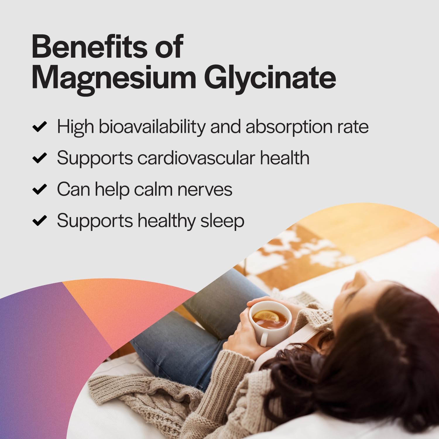 Magnesium Glycinate Supplement 100mg - Supports Stress, Nerves, Sleep, Muscles, Metabolism - Non-GMO Tablets for Women and Men