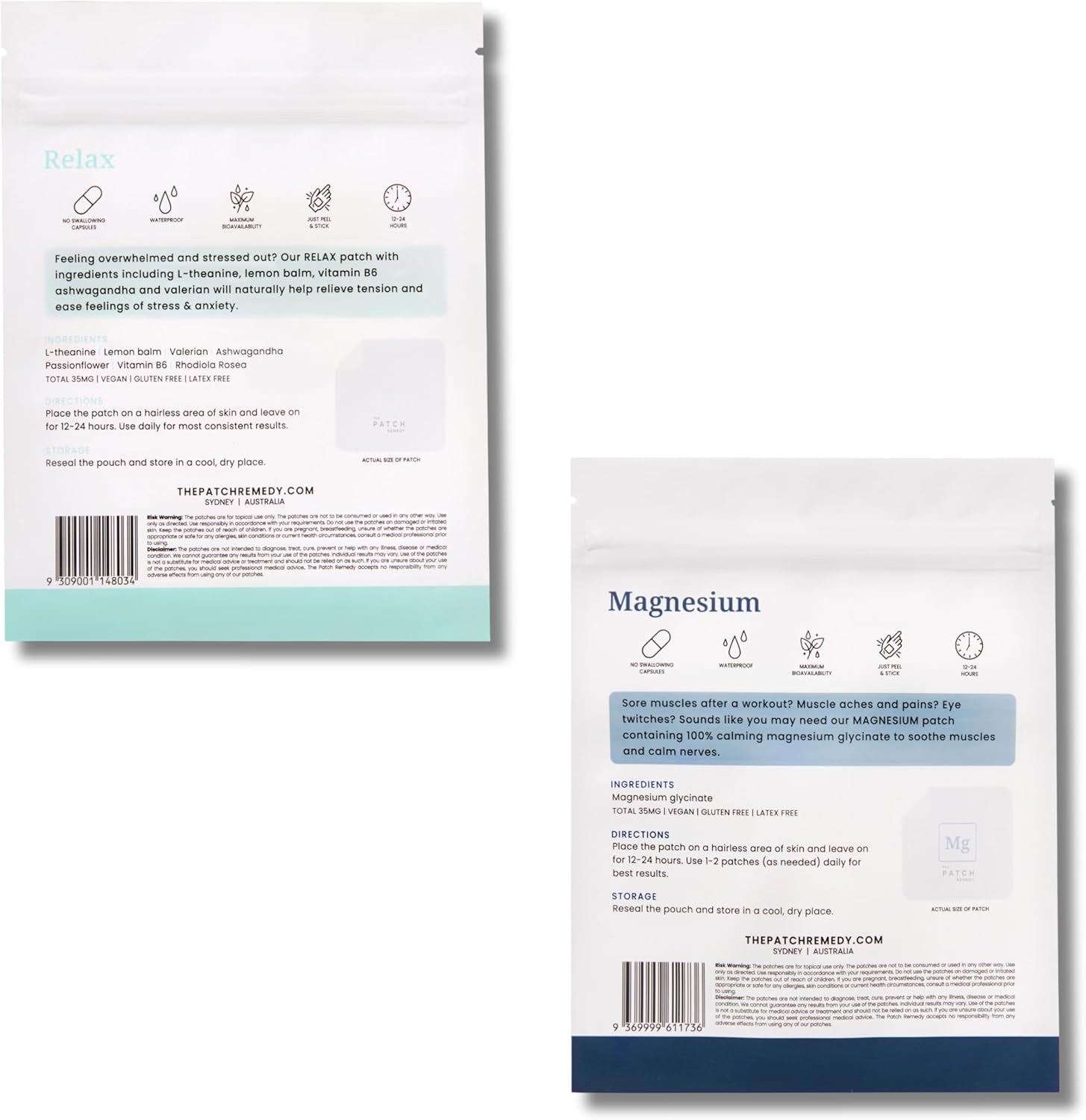 Magnesium Glycinate Wellness Kit with Ashwagandha, L-Theanine, Rhodiola Rosea - Topical Patches for Relaxation & Mineral Support