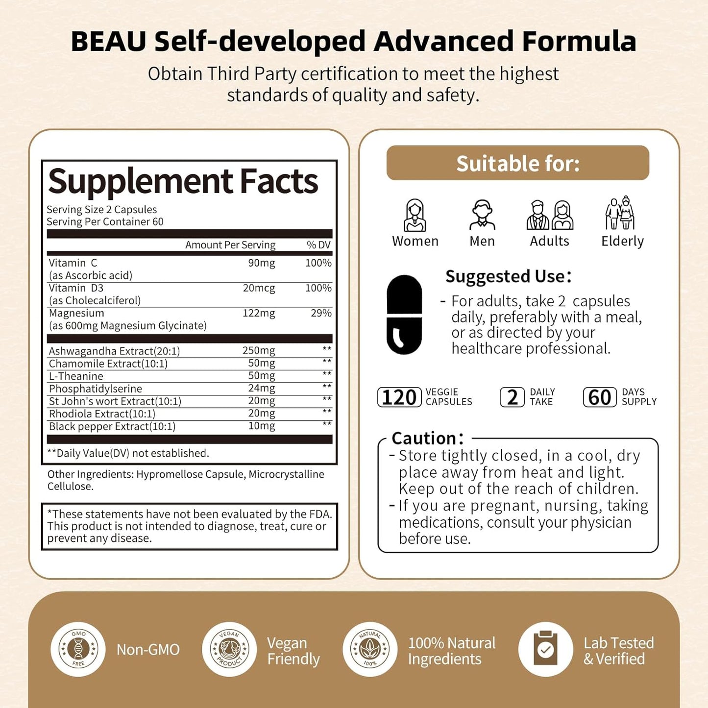 Magnesium Gummies with BBEEAAUU Cortisol Capsules - Stress Support Supplements