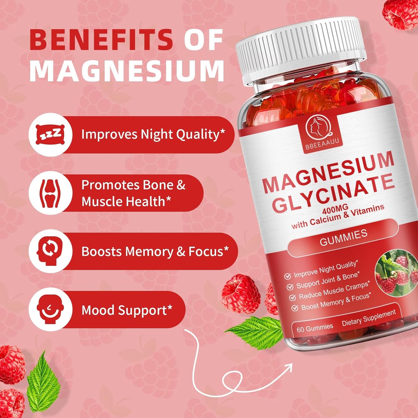Magnesium Gummies with BBEEAAUU Cortisol Capsules - Stress Support Supplements