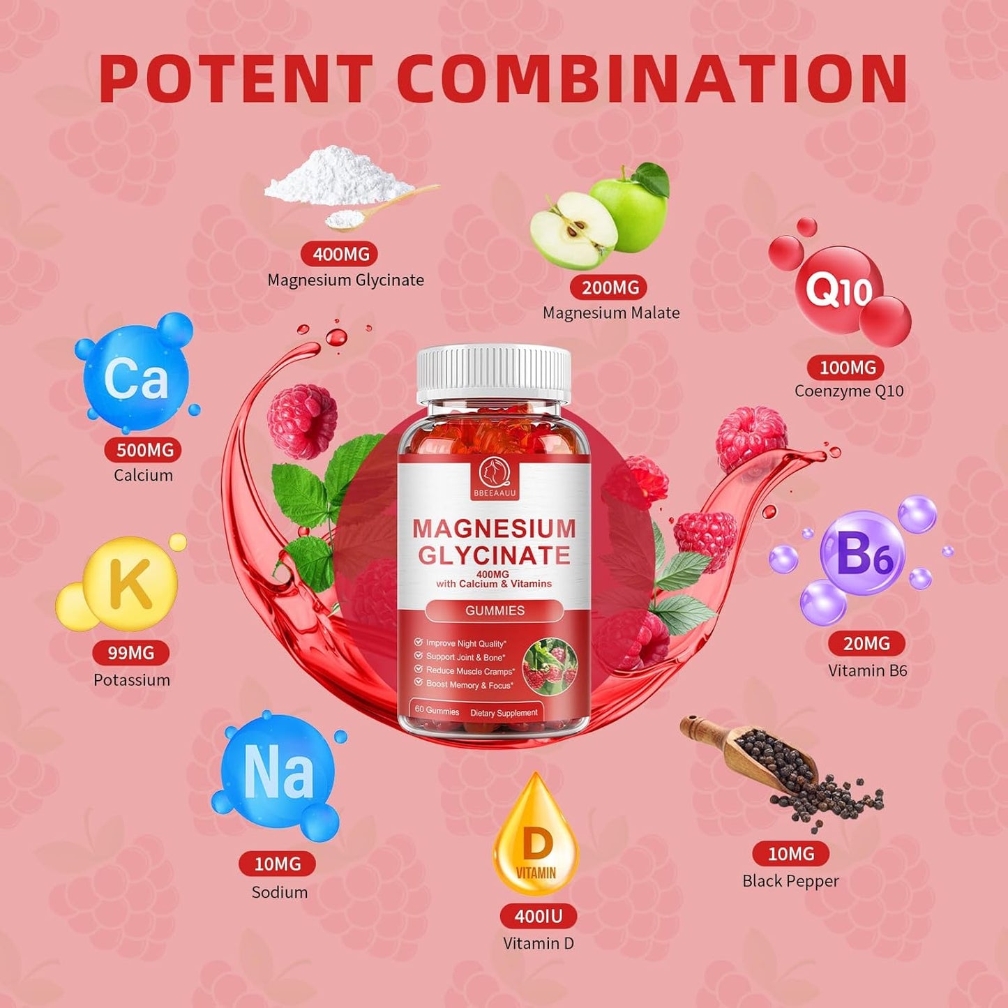 Magnesium Gummies with BBEEAAUU Cortisol Capsules - Stress Support Supplements